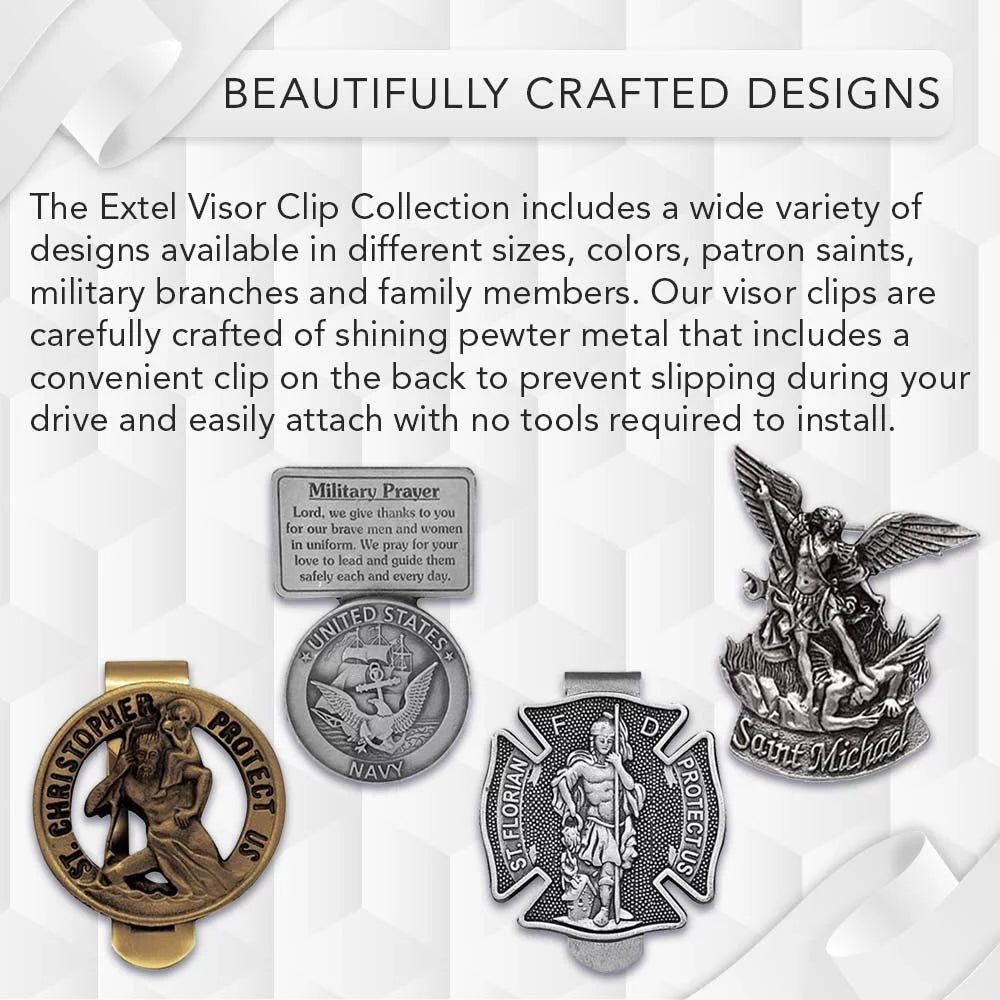 Extel Our Lady of The Highway Auto Sizeun Visor Clip for Car Truck Driver, Antique Sizeilver Finish, Made in USizeA