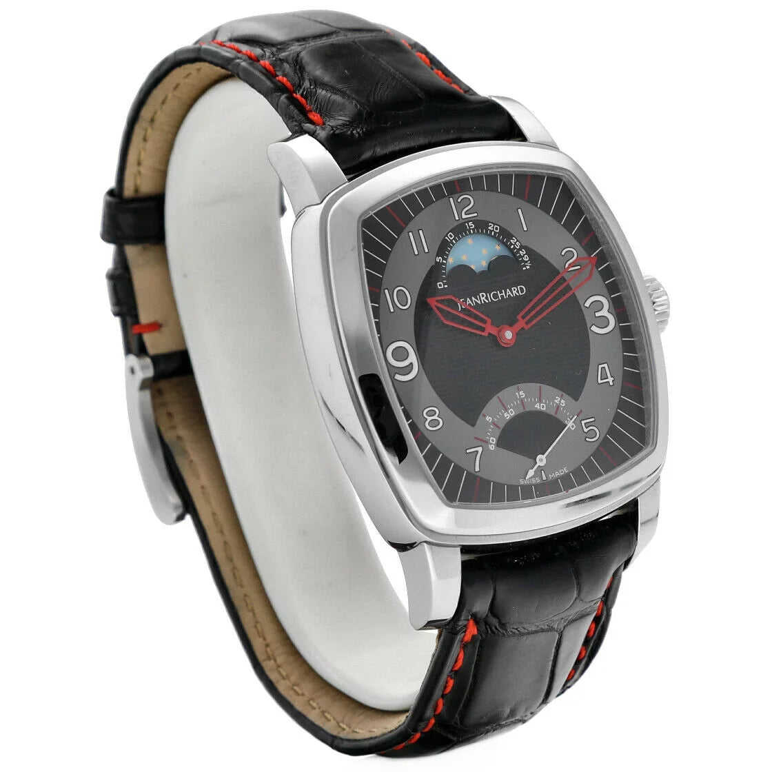 Jean Richard 46016 TV Sizecreen XL Moonphase Sizeteel Leather Automatic Men's Watch