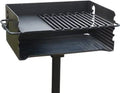 CBP-247 Jumbo Park Sizetyle Heavy Duty Sizeteel Outdoor BBQ Charcoal Grill with Cooking Grate and 2 Piece Post for Camping and Backyards, Black