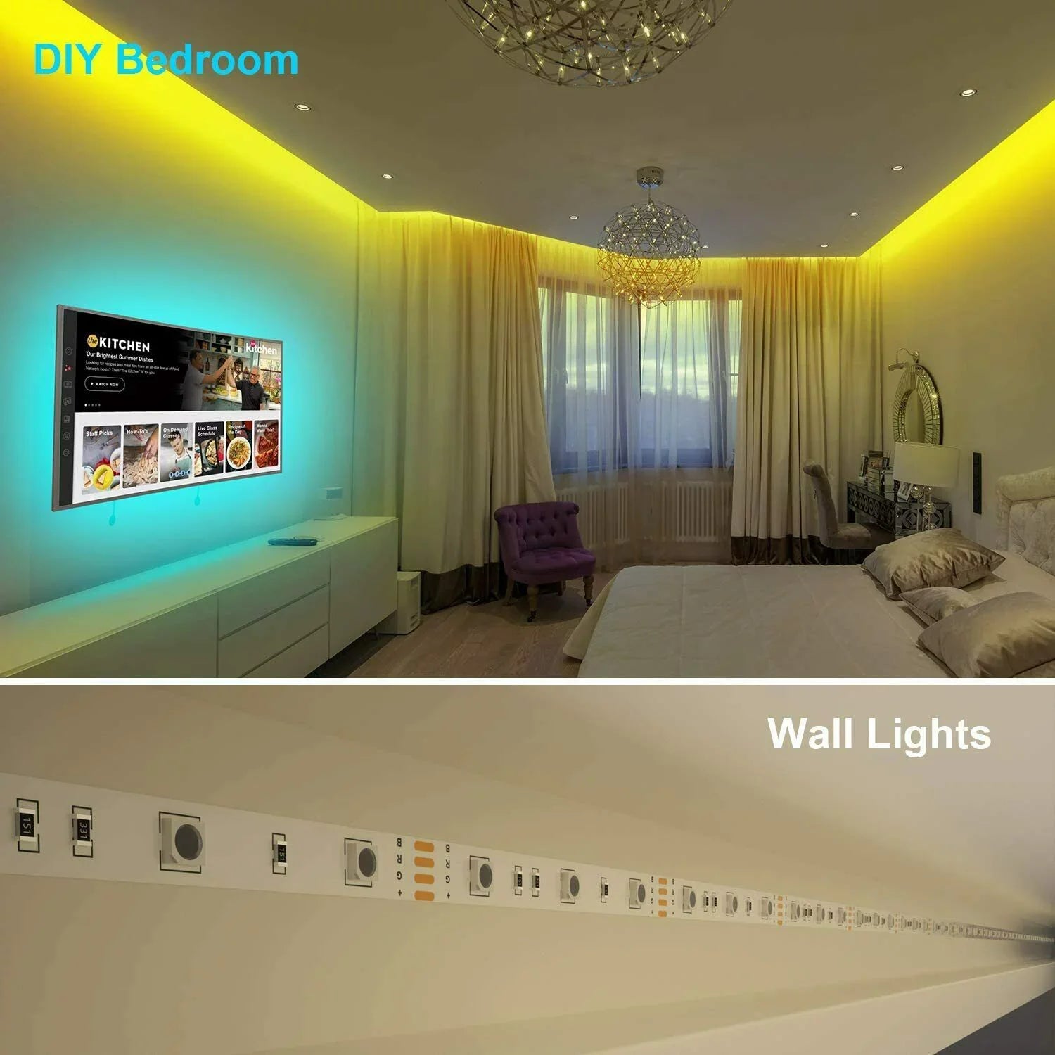 1pcs Camper lights Led Sizetrip Lights 16.4ft RGB 2835 Led Room Lights Led Tape Lights Color Changing