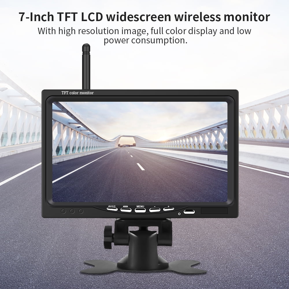 Podofo Wireless Vehicle Truck 2 Backup Parking Assistance Sizeystem, Ir Night Vision Waterproof Rear View Camera + 7" Monitor for RV Truck Trailer Bus