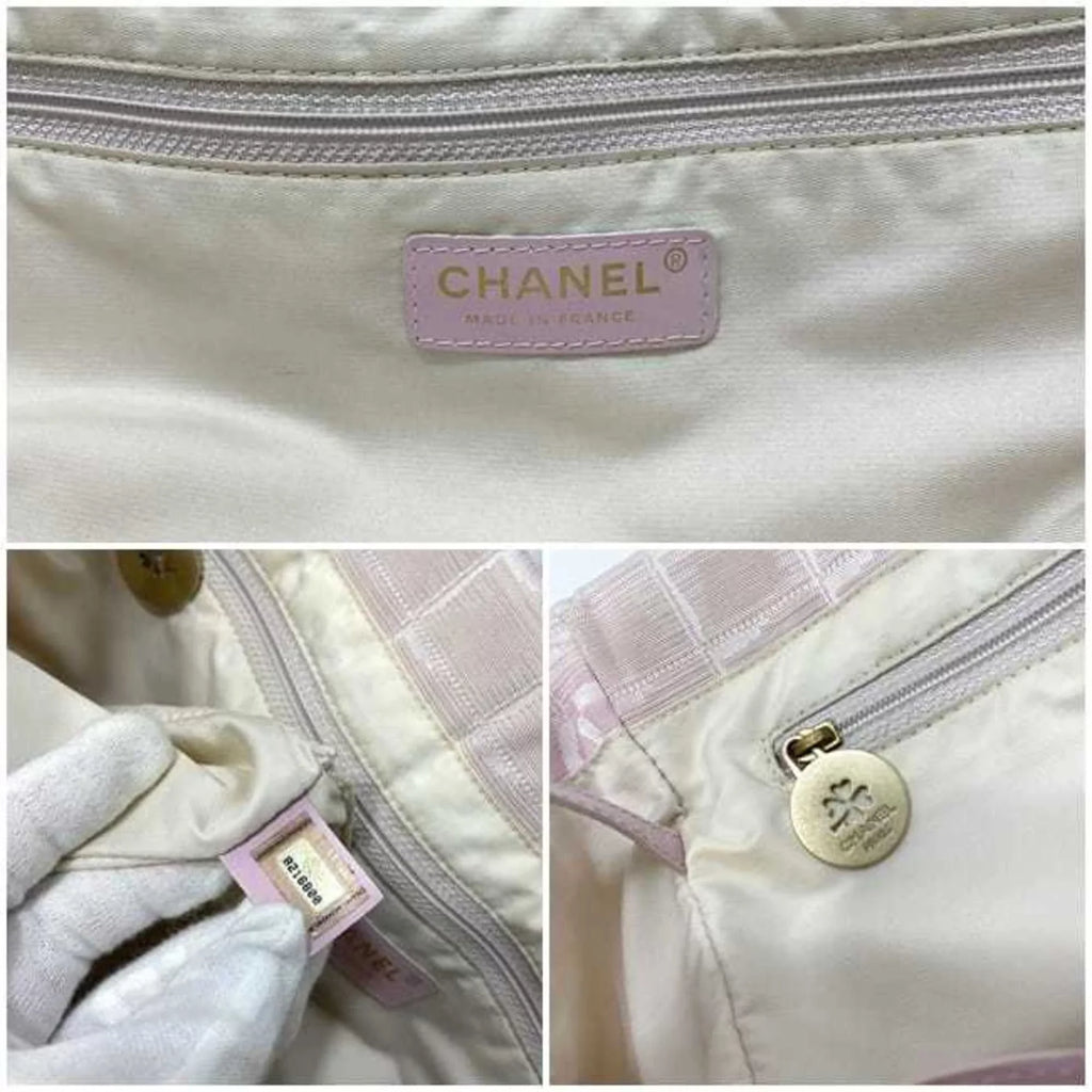 Pre-Owned Chanel MM Pink New Line A15991 Nylon Leather 8216800 CHANEL Coco Mark Tra Ladies (Good)