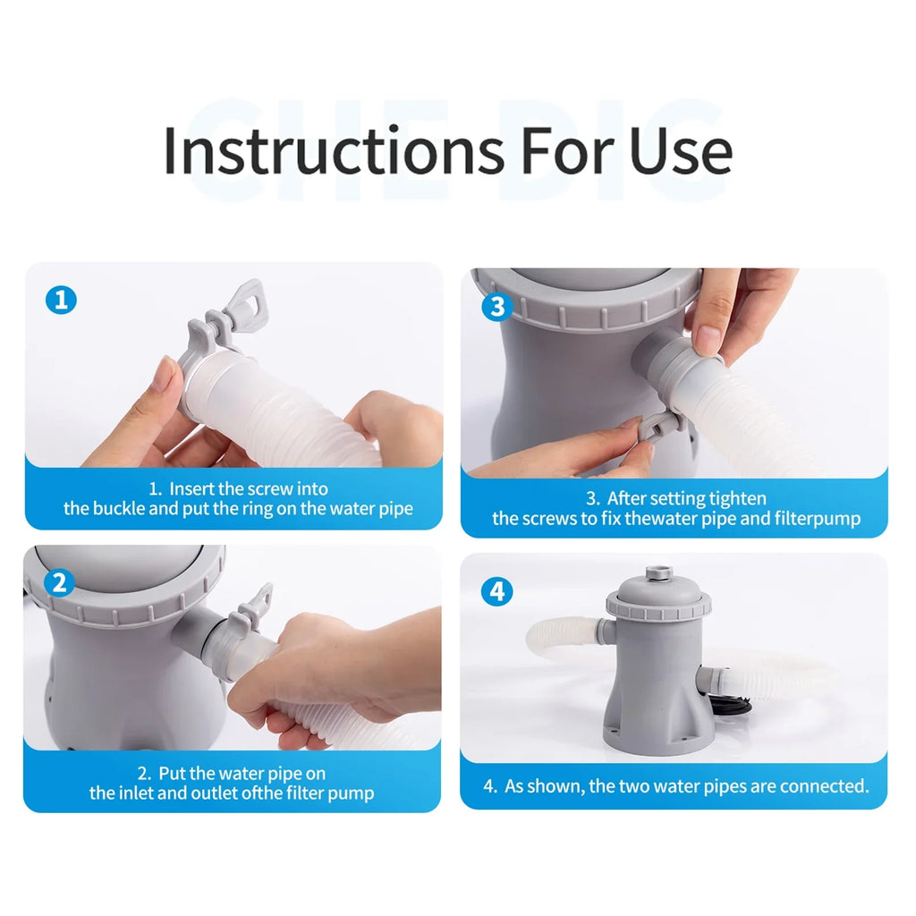 CACAGOO Pool Filter Pump 330 GPH Paddling Pool Electric Water Pump With 2 Pool Filter Cartridge Pool Pumps