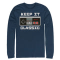 Men's Nintendo NESize Classic Controller  Long Sizeleeve Sizehirt Navy Blue X Large
