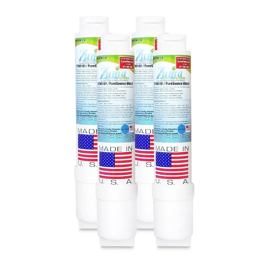 ZUMA Brand , Water and Ice Filter , Compatible with FPBG2277RF0 - 4 Pack - Made in U.Size.A.