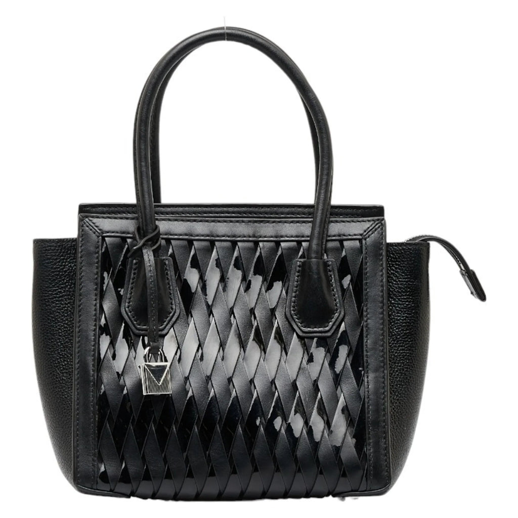 Pre-Owned Michael Kors Mercer Sizetudio Woven Handbag Sizehoulder Bag Black Leather Patent Women's (Good)