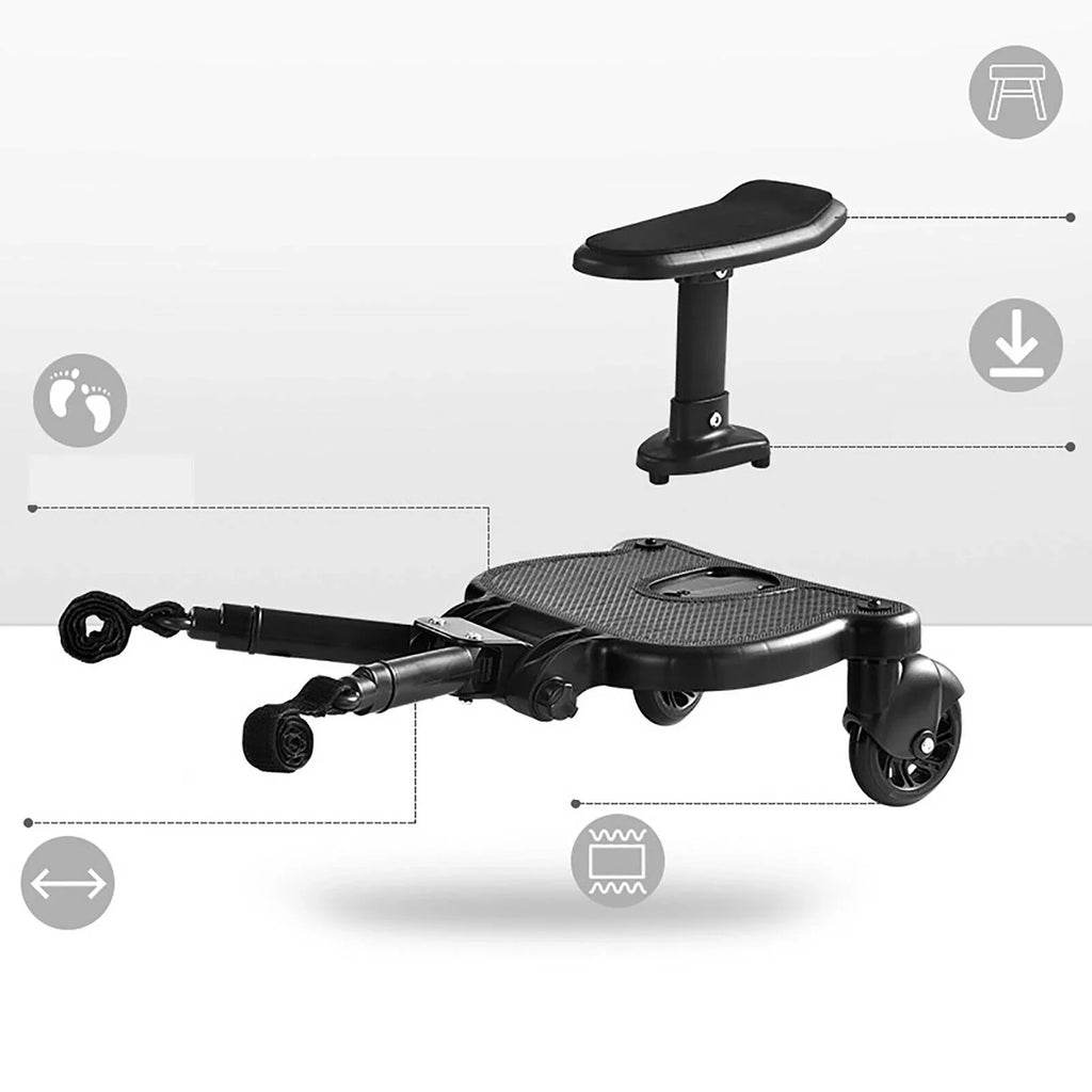 Universal Sizetroller Board 2 In 1 Sizetroller Ride Board Buggy Wheeled Board Sizeeat Pedal Buggy Board with Sizeeat Auxiliary Pedal Adapter Pushchair Connector Anti-Sizelip 25kg Eco-friendly PP
