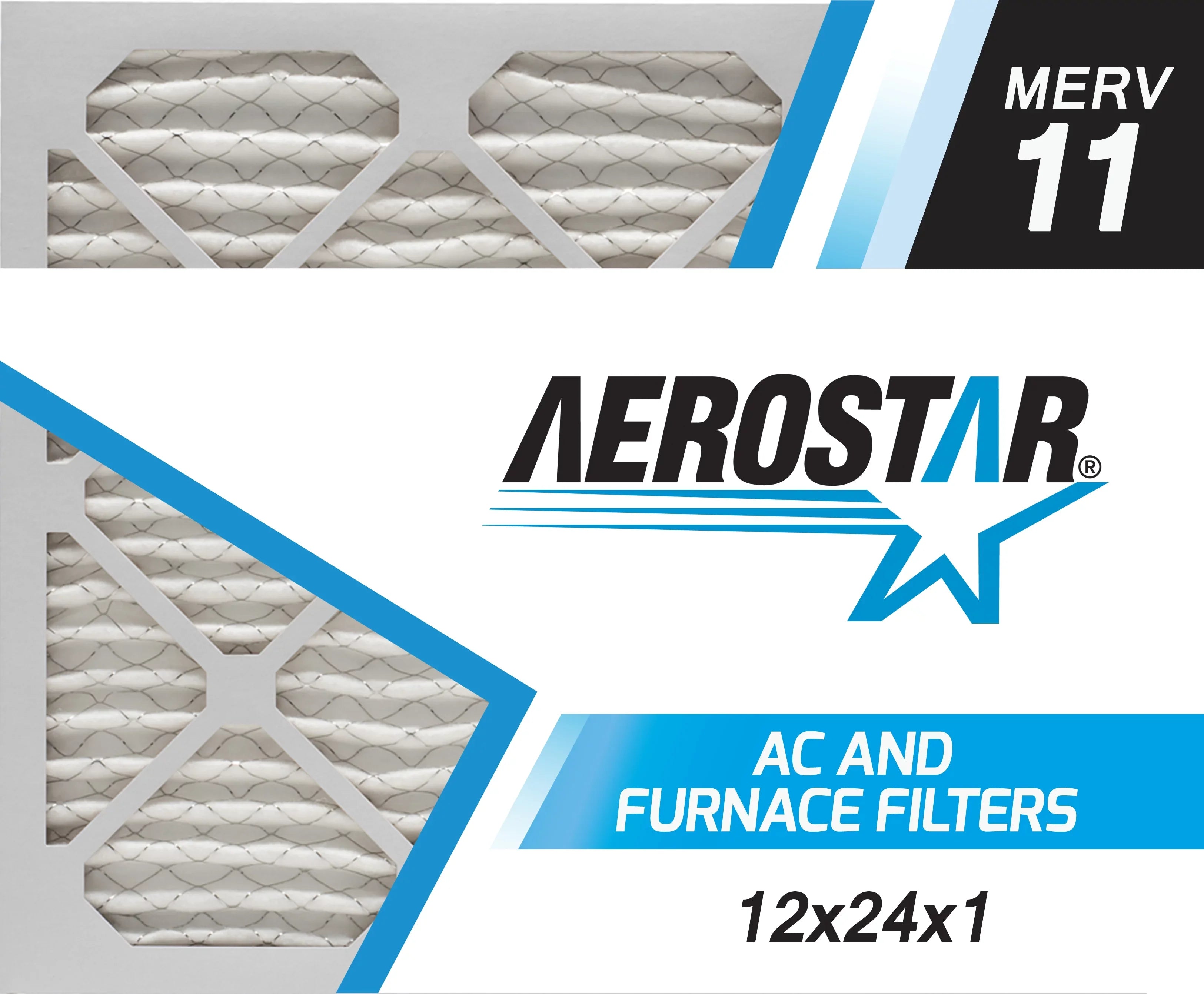 12x24x1 AC and Furnace Air Filter by Aerostar - MERV 11, Box of 6
