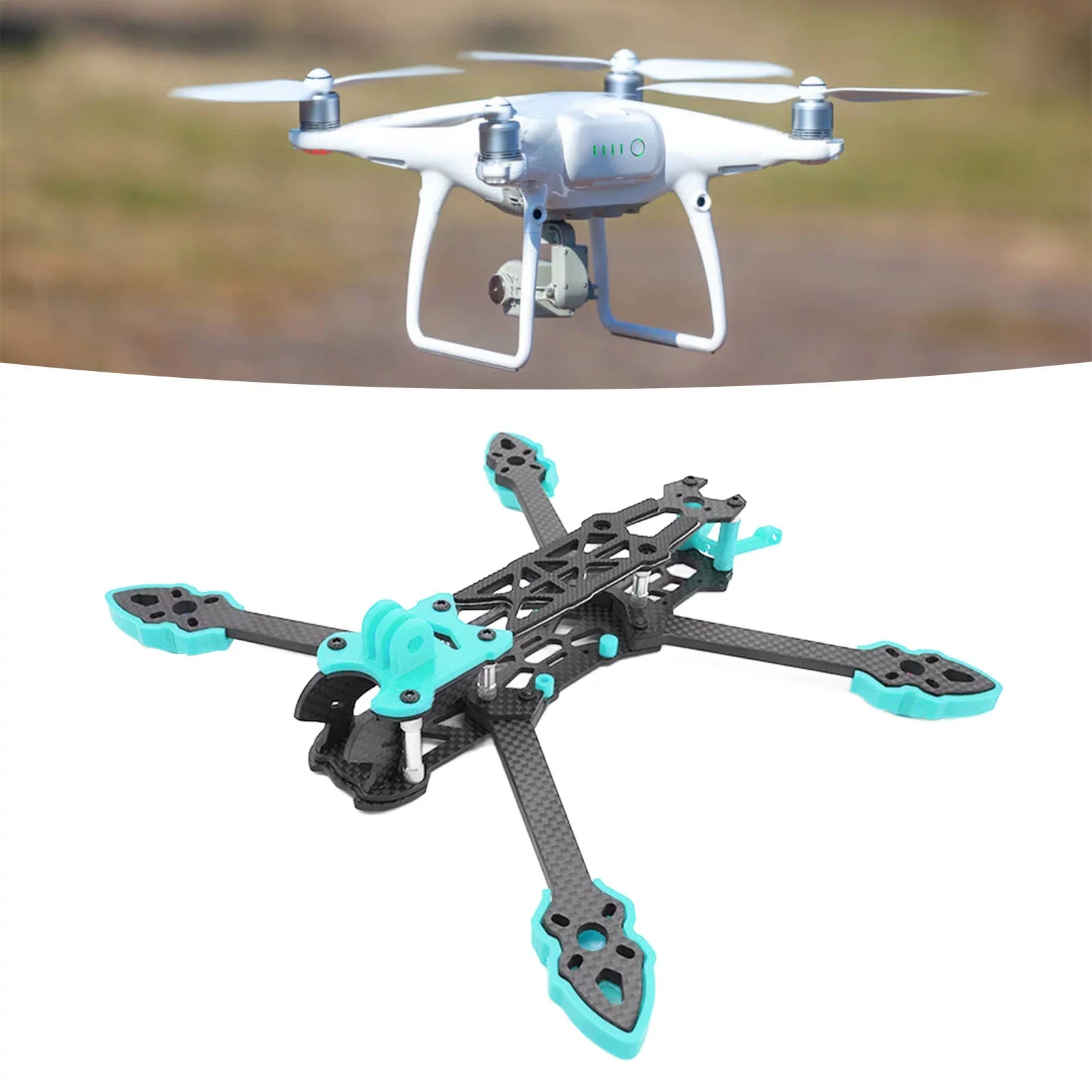 Buumin FPV Racing Drone Frame Professional 225mm Wheelbase Carbon Fiber Quadcopter Frame for RC Drone Accessories Blue