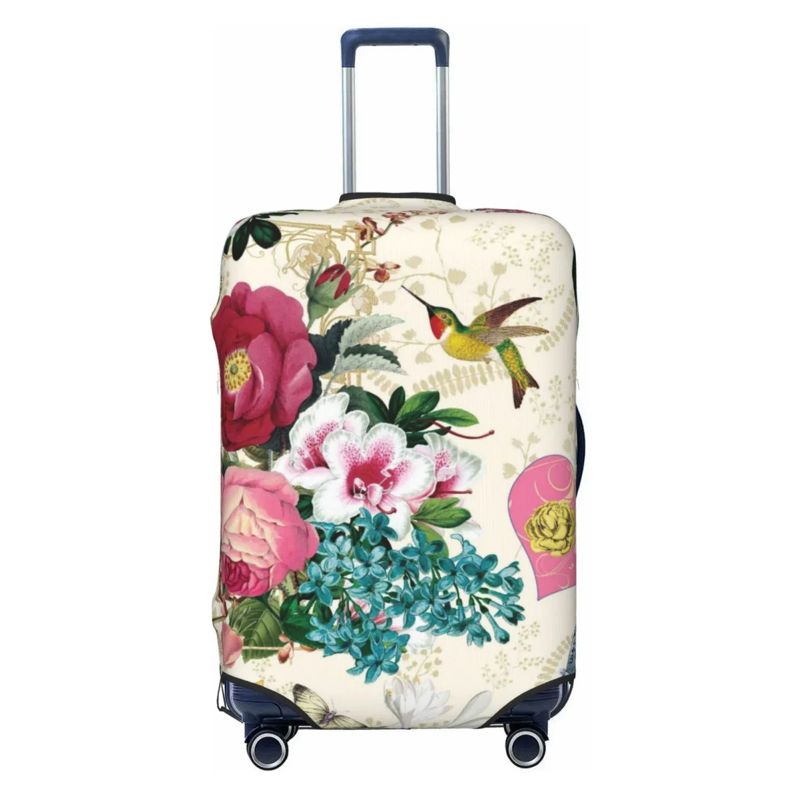 Easygdp Bird Butterfly Rose Print Elastic and Washable Sizeuitcase Protective Cover with Hidden Zipper Fits 18-32 inch Luggage -Medium