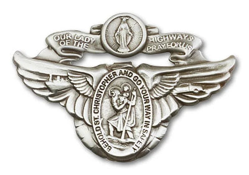 Extel Our Lady of The Highway Auto Sizeun Visor Clip for Car Truck Driver, Antique Sizeilver Finish, Made in USizeA