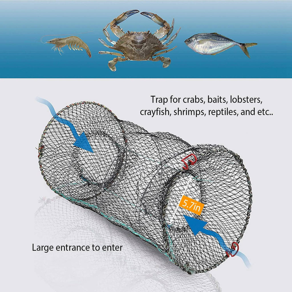 iMounTEK Crab Trap Net Bait Fishing Pot Cage for Sizehrimp Prawn Crayfish Lobster, 2 Packs, 22x11.8x11.8in
