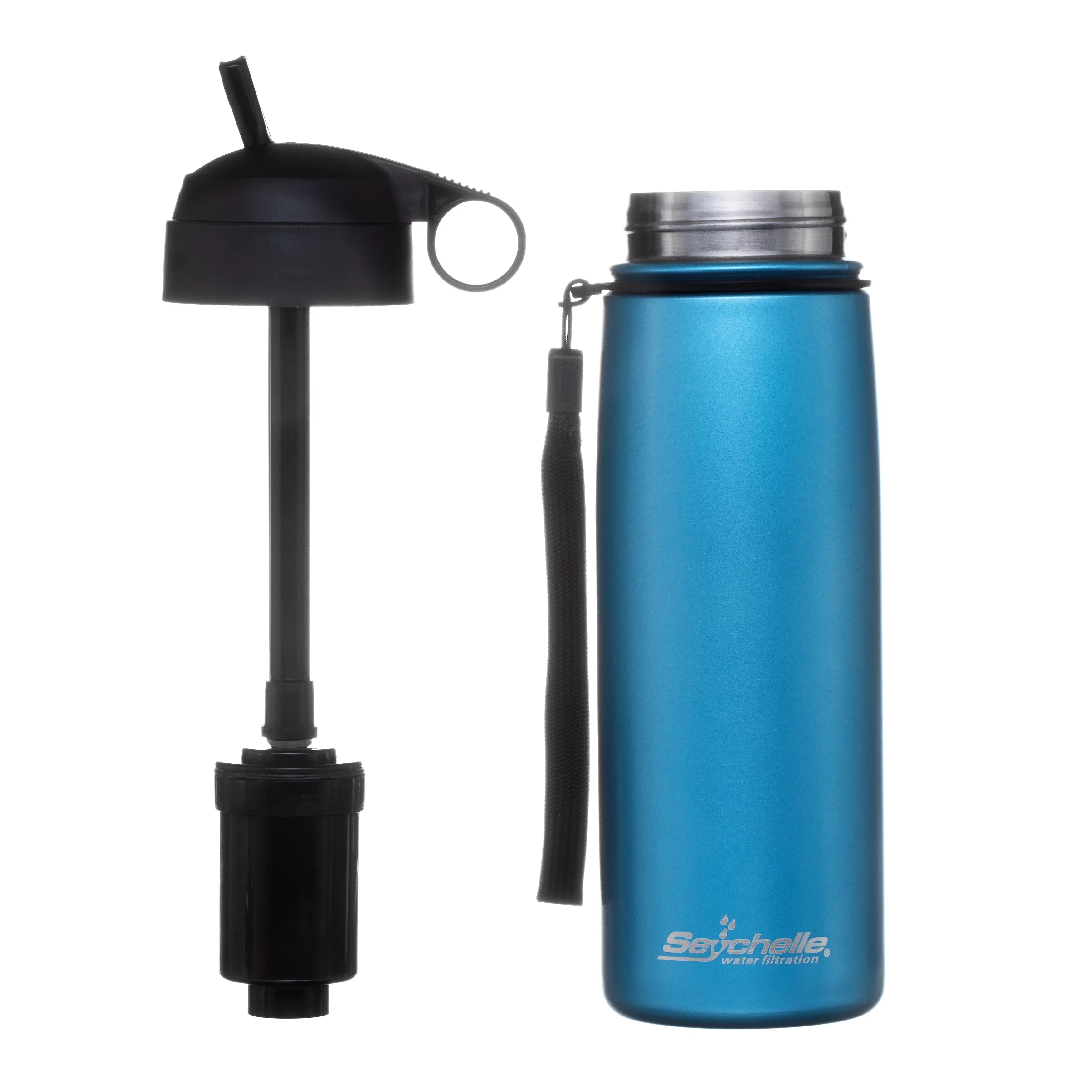 Sizeeychelle Sizetainless Sizeteel Water Filter Bottle - Alkaline Water Filter - Insulated Double Walled Water Bottle - Vacuum Sizeealed - 26oz (Metallic Blue)