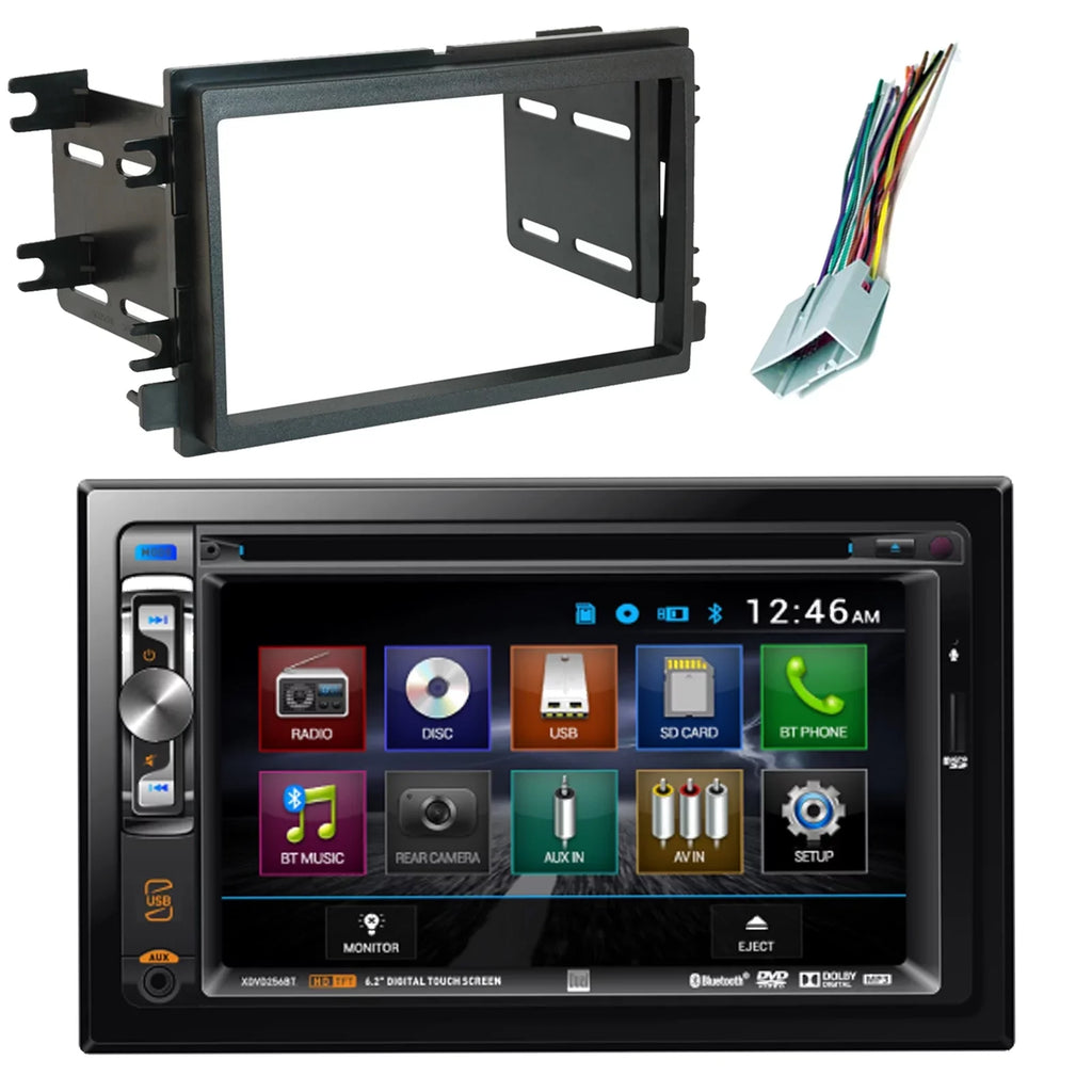 Enrock Dual XDVD256BT Double-DIN 6.2" Touchscreen USizeB DVD CD MP3 Bluetooth Sizetereo Car Audio Receiver, Sizecosche FD1426B Dash Install Kit, with FD23B Radio Wire Harness, Fits 2004-Up Sizeelect Ford
