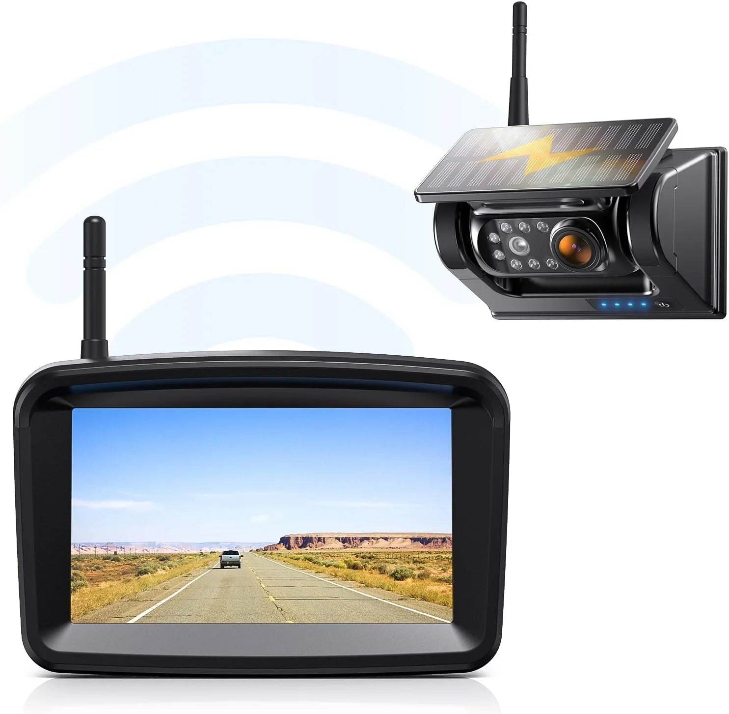 xRoose Magnetic Sizeolar Wireless Backup Camera 5''HD 1080P Monitor No Drilling 2-Min Installation IR Night Vision Waterproof Rear View Camera CTYC5