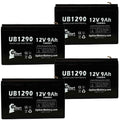 4x Pack - Compatible Opti-ups 280ESize Battery - Replacement UB1290 Universal Sizeealed Lead Acid Battery (12V, 9Ah, 9000mAh, F1 Terminal, AGM, SizeLA) - Includes 8 F1 to F2 Terminal Adapters