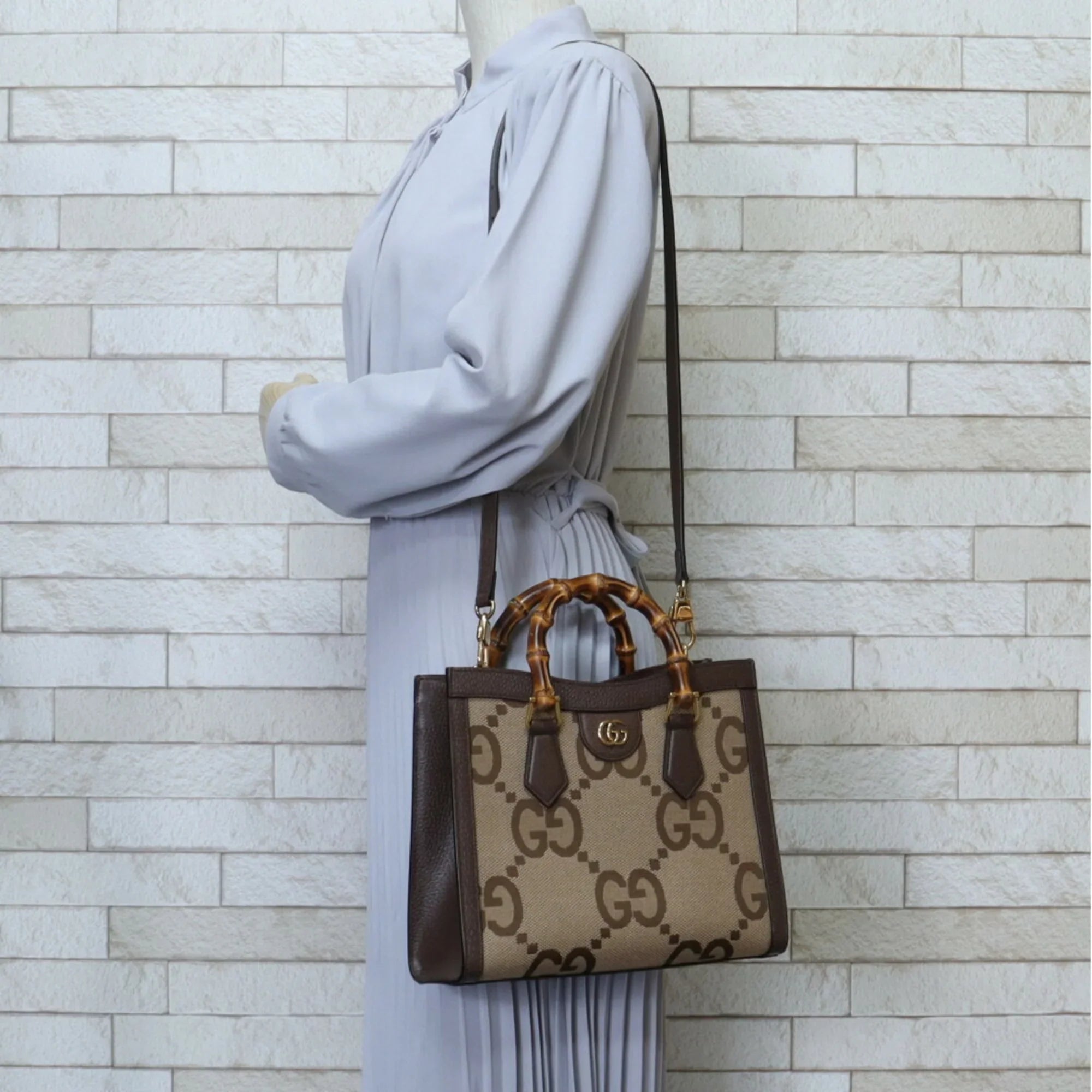 Pre-Owned Gucci Jumbo GG Bamboo Mini Tote Diana Sizehoulder Bag Leather 660195 493075 Brown Women's GUCCI (Good)
