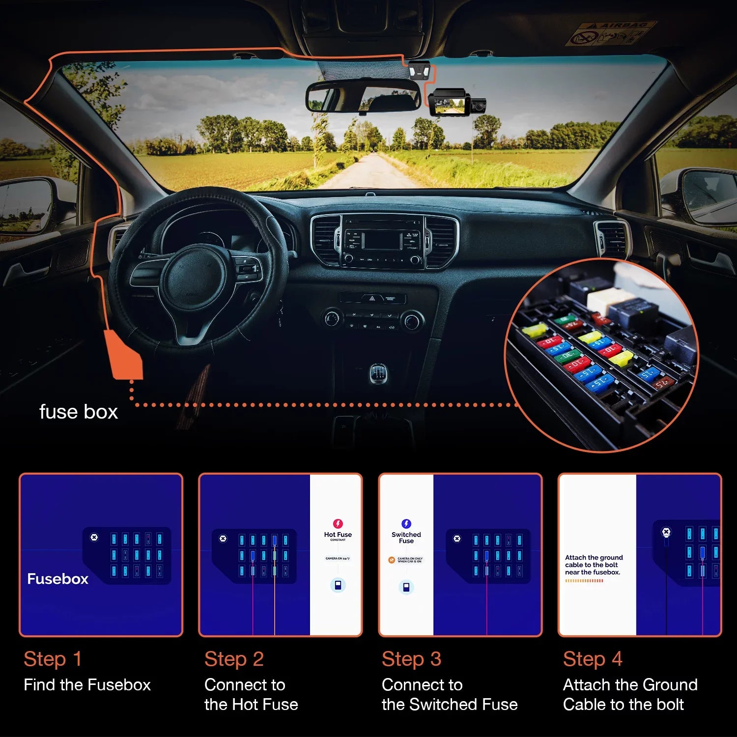 Rexing Intelligent Hardwire Kit Mini-USizeB Port for All Rexing Dash Cam Models