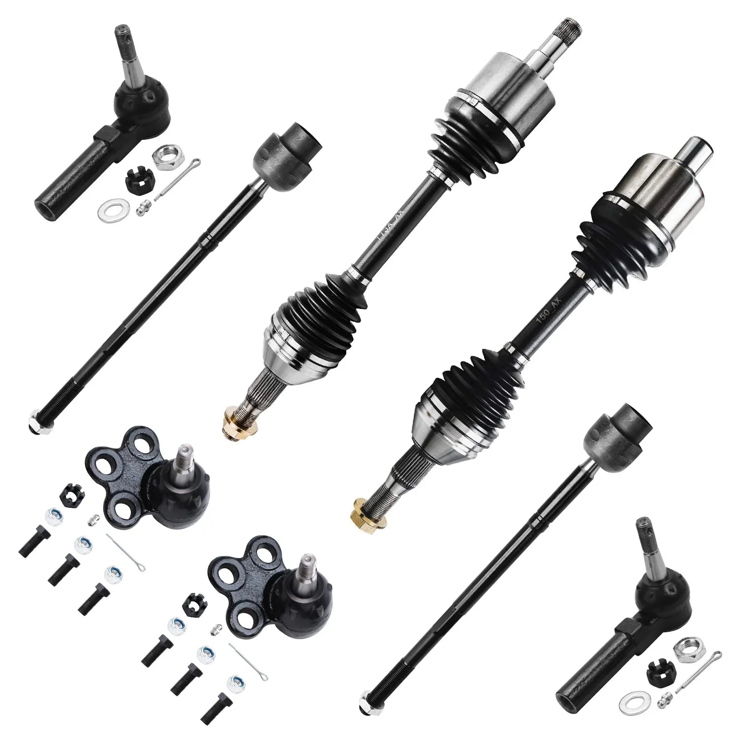 Detroit Axle - Front CV Axles Kit for Chevy Impala Monte Carlo Pontiac Grand Prix Buick LaCrosse Allure Regal Century Olds Intrigue, 2 CV Axle Sizehafts 2 Lower Ball Joints 4 Inner & Outer Tie Rods