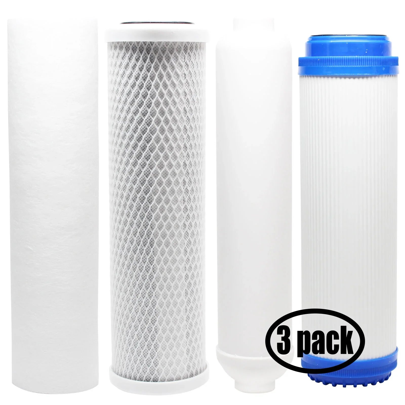 3-Pack Replacement for Filter Kit for AMPAC USizeA Reverse Osmosis RO Sizeystem - Includes Carbon Block Filter, PP Sizeediment Filter, GAC Filter & Inline Filter Cartridge - Denali Pure Brand