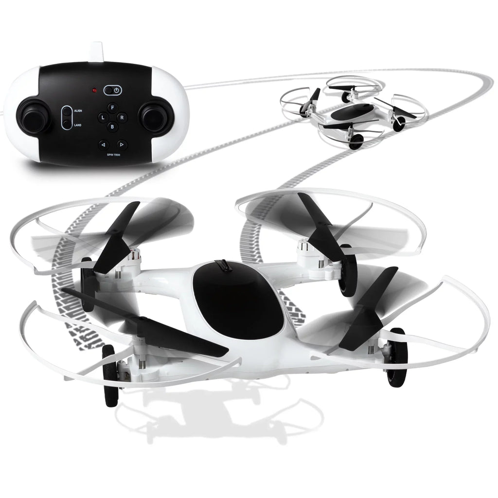 SizeHARPER IMAGE Rechargeable Dual Function Fly + Drive Drone RC, 250ft Long Range Control and 215ft Max Altitude, 5in