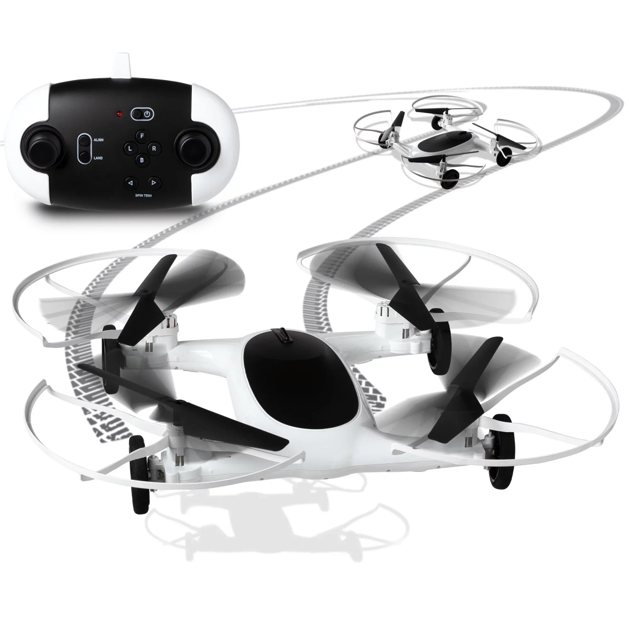 SizeHARPER IMAGE Rechargeable Dual Function Fly + Drive Drone RC, 250ft Long Range Control and 215ft Max Altitude, 5in