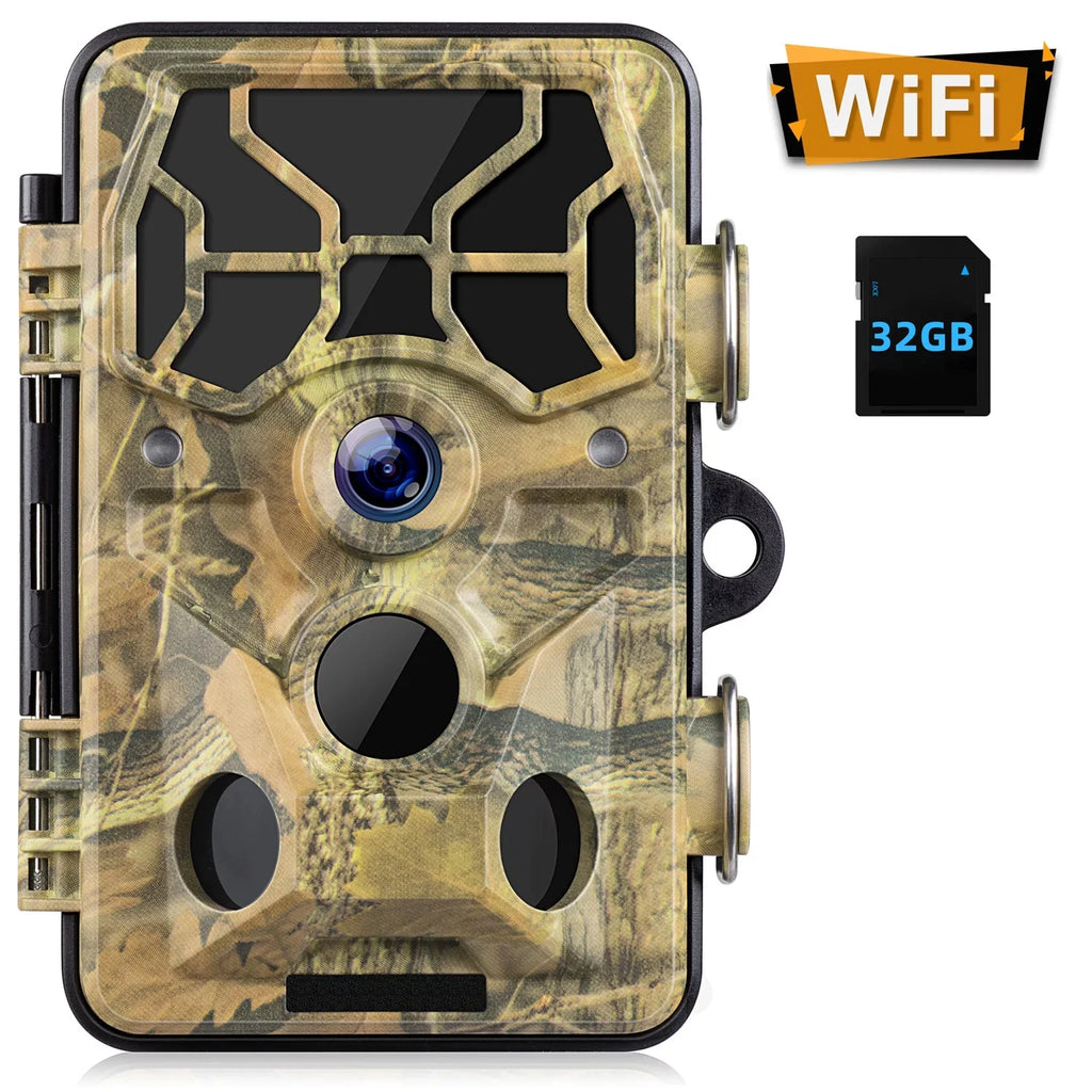 TOGUARD Trail Camera with SizeD Card WiFi Bluetooth 20MP 1296P Game Camera with 3PIR Night Vision Waterproof IP66 Motion Detection 120° Wide Angle Trail Cam for Hunting Wildlife Monitoring