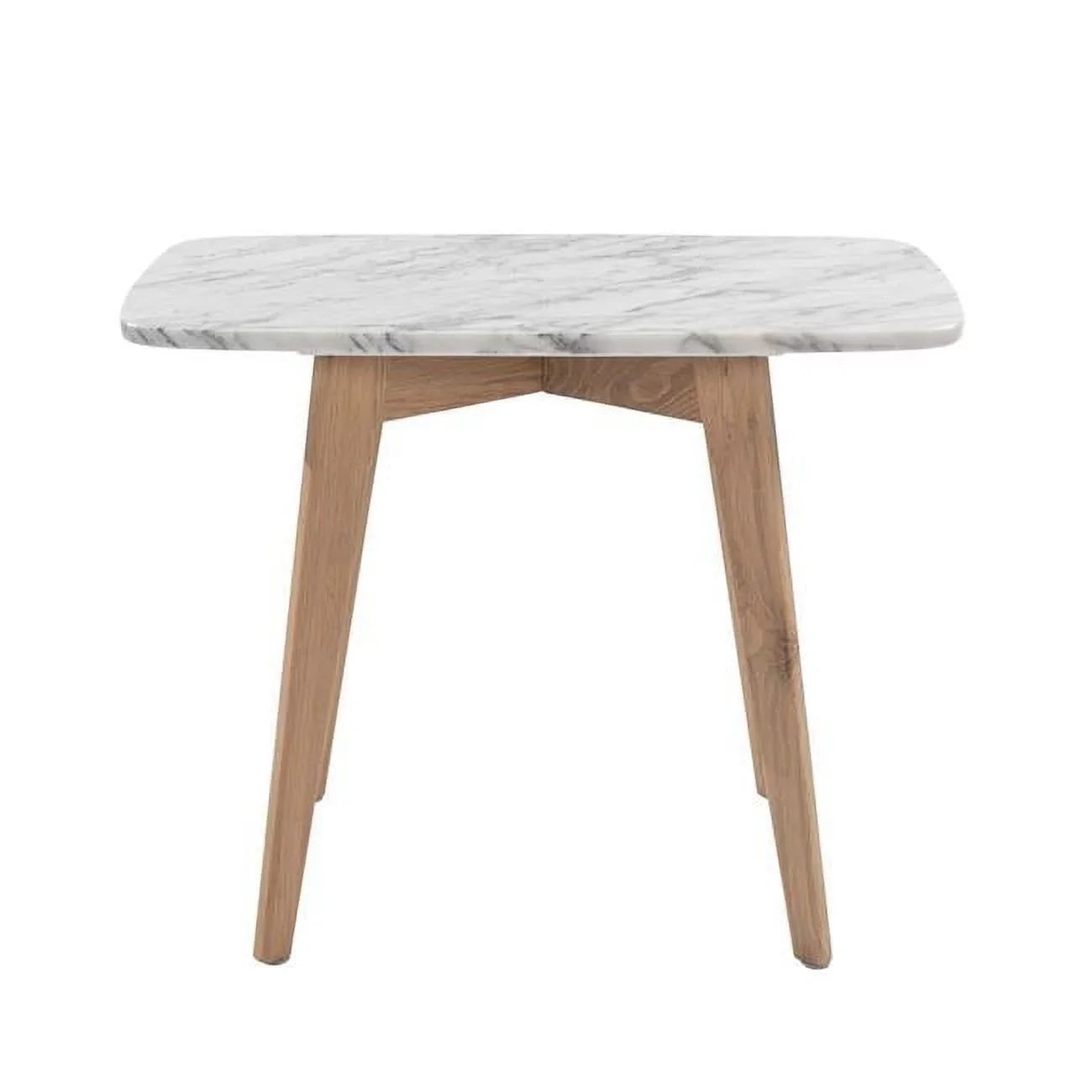 12 x 21 in. Cima Rectangular Italian Carrara Ivory Marble Table with Oak Legs