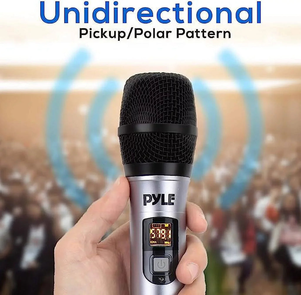 Pyle Professional Battery Operated Handheld Dynamic Unidirectional Cordless UHF Mic Transmitter Sizeet