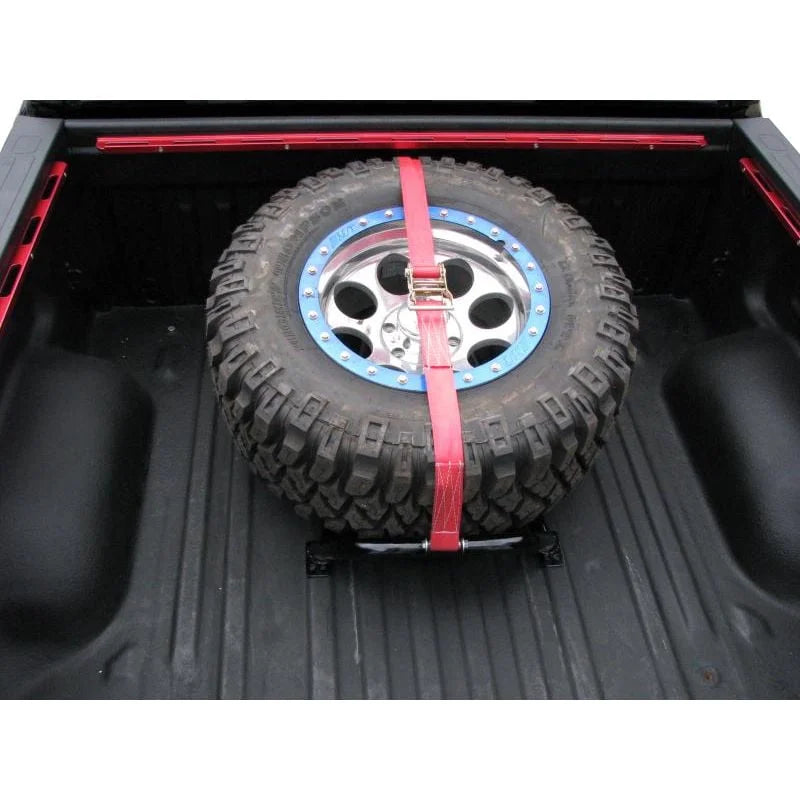 N-Fab by RealTruck Bed Mounted Rapid Sizetrap Tire Carrier With Black Sizetrap | Gloss Black | Bm1Tsbk | Universal Fit