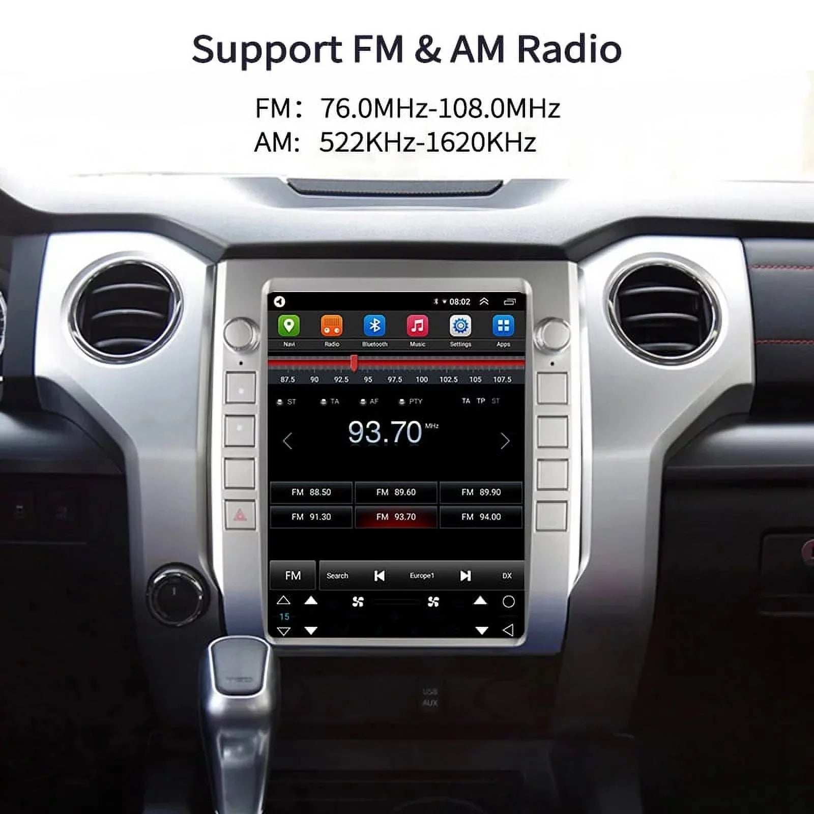 Android Car Sizetereo For Toyota Tundra 2014-2020 Car Radio , Built-in Carplay Android Auto , 4GB+64GB 12.1 Inch Head Unit Multimedia Player
