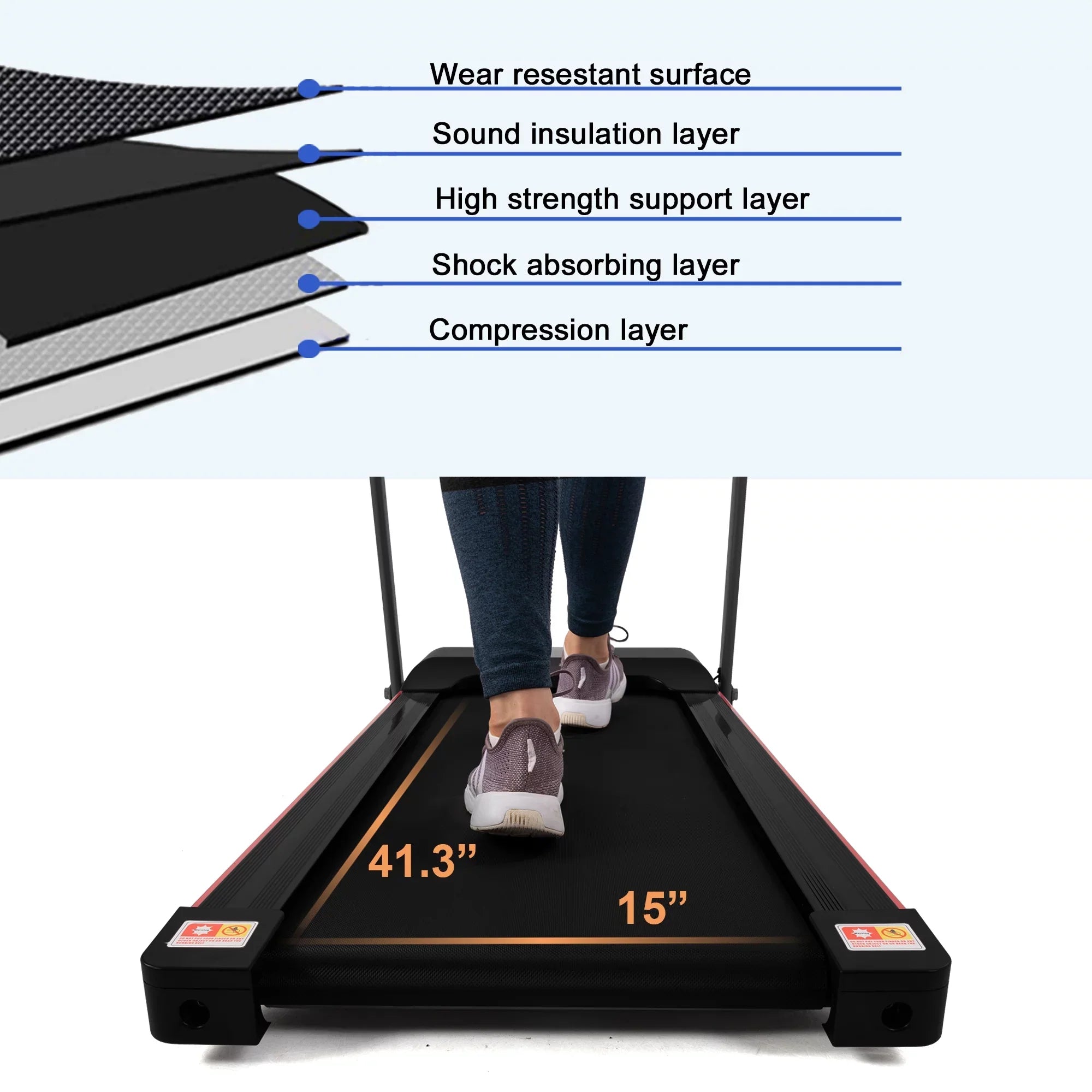 FYC Folding Treadmill for Home with Desk - 2.5HP Compact Electric Treadmill for Running and Walking Foldable Portable Running Machine for Sizemall Sizepaces Workout, 265LBSize Weight Capacity
