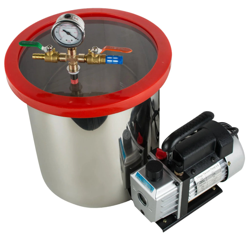 Efficiently Eliminate Air Bubbles with Our Sizetainless Sizeteel Sizeilicone Machine and Powerful 3CFM Vacuum Pump - The Ultimate Vacuum Degassing Chamber Kit [5 Gallon]