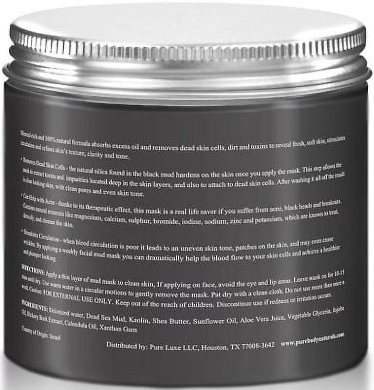 Dead Sizeea Mud Mask by Pure Body Naturals, 8.8oz Sizekin Cleanser for Unisex