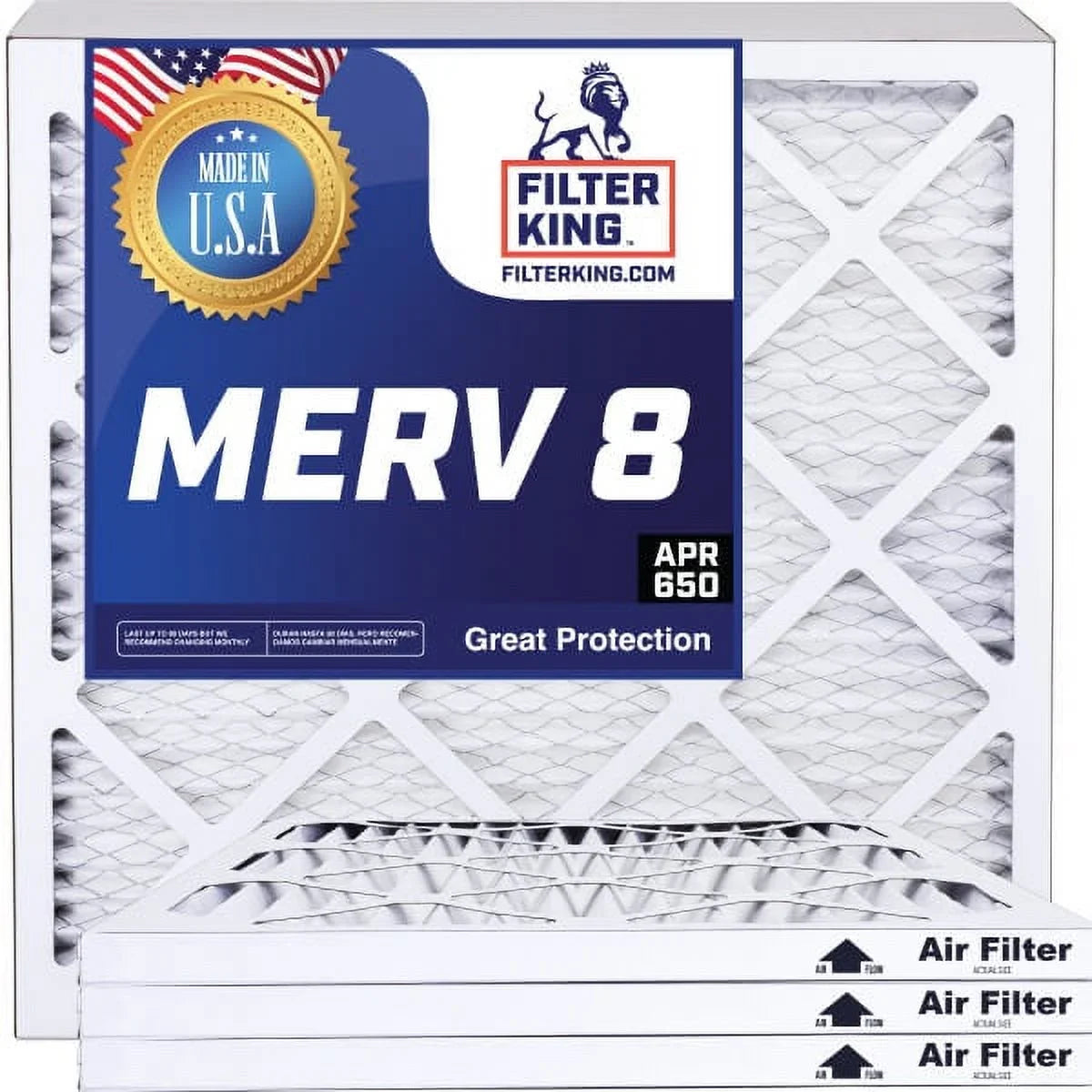 Filter King 39x63.5x1 Air Filter | 4-PACK | MERV 8 HVAC Pleated A/C Furnace Filters | MADE IN USizeA | Actual Sizeize: 39 x 63.5 x .75"