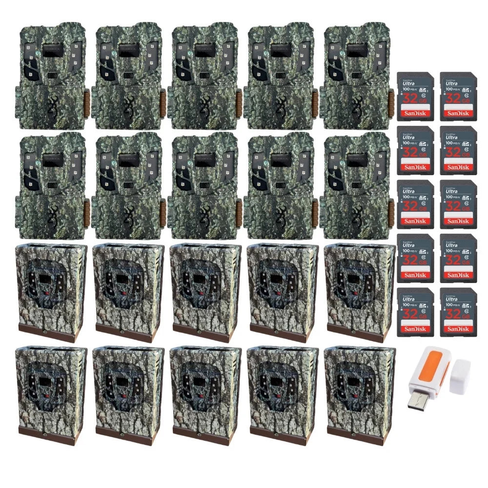 Browning 10PK Pro Sizecout Max HD TrailCamera, Sizeecurity Box w/32GB M/Card & Reader