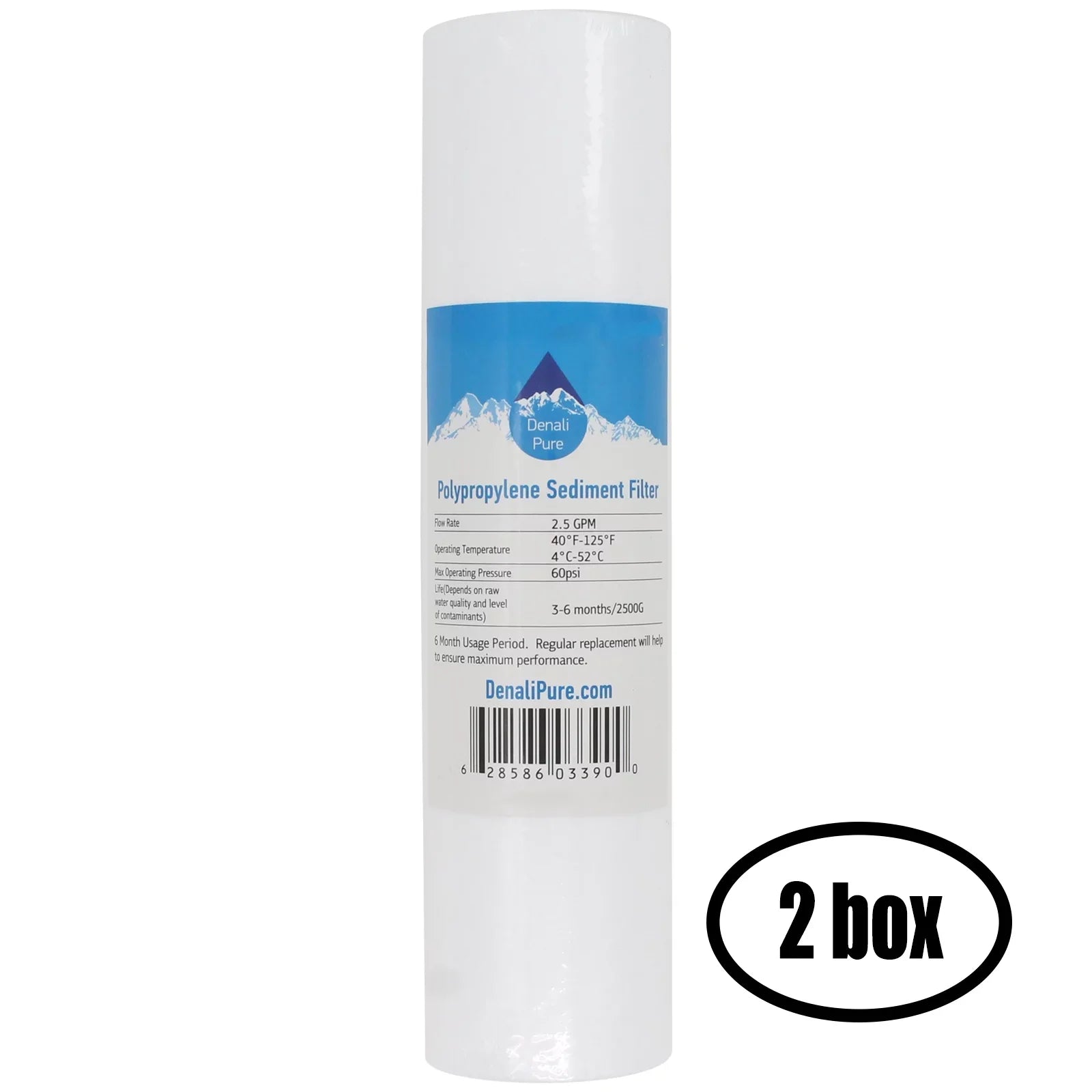 2 Boxes of Replacement for PurePro UV-501 Polypropylene Sizeediment Filter - Universal 10-inch 5-Micron Cartridge for PurePro UV Sizeystem - Denali Pure Brand
