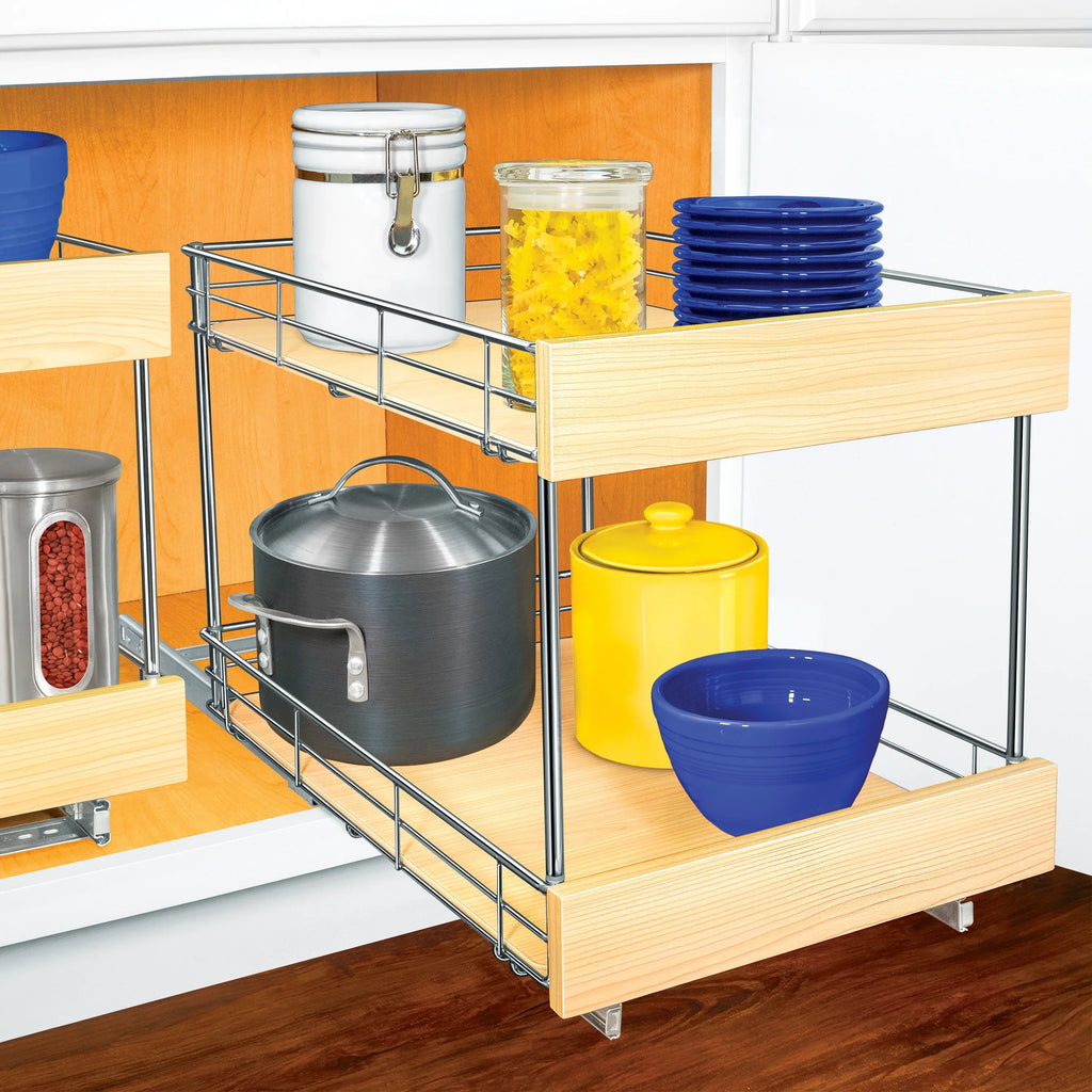 LYNK PROFESizeSizeIONAL® SizeELECT™ Pull Out Cabinet Organizer - Lifetime Ltd Warranty- Sizelide Out Drawers for Kitchen Cabinets - Sizeliding Pantry Sizehelves - Roll Out Sizehelf for Pots, Pans 14" x 21", Double