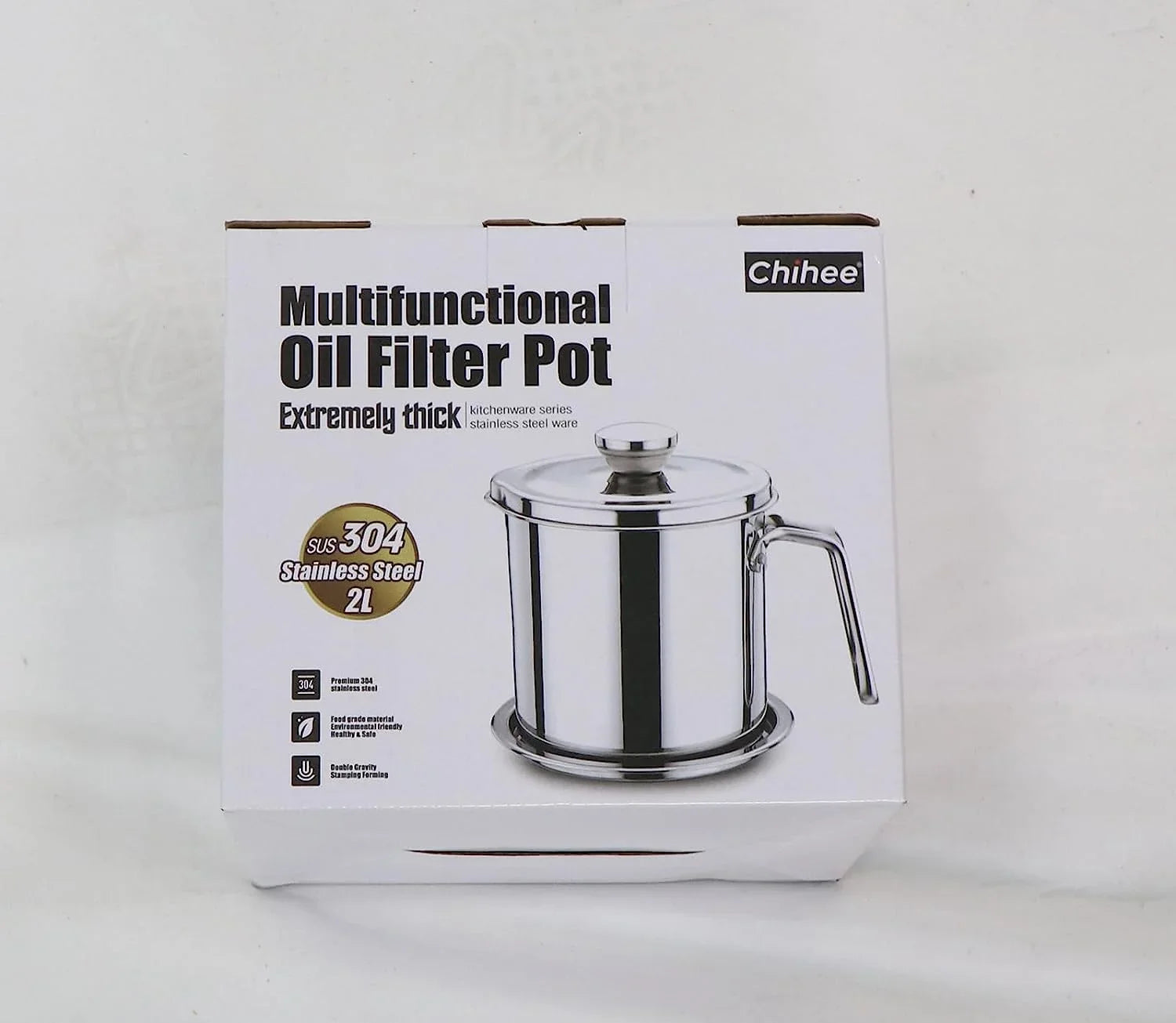 Oil Sizetrainer Pot Grease Can 2L / 67.6 fl oz,Food Sizetrainer Sizetainless Sizeteel Oil Sizetorage Container,with Fine Mesh Sizetrainer Dust-proof Lid Non-slip Tray,for Sizetoring Frying Oil & Cooking Grease