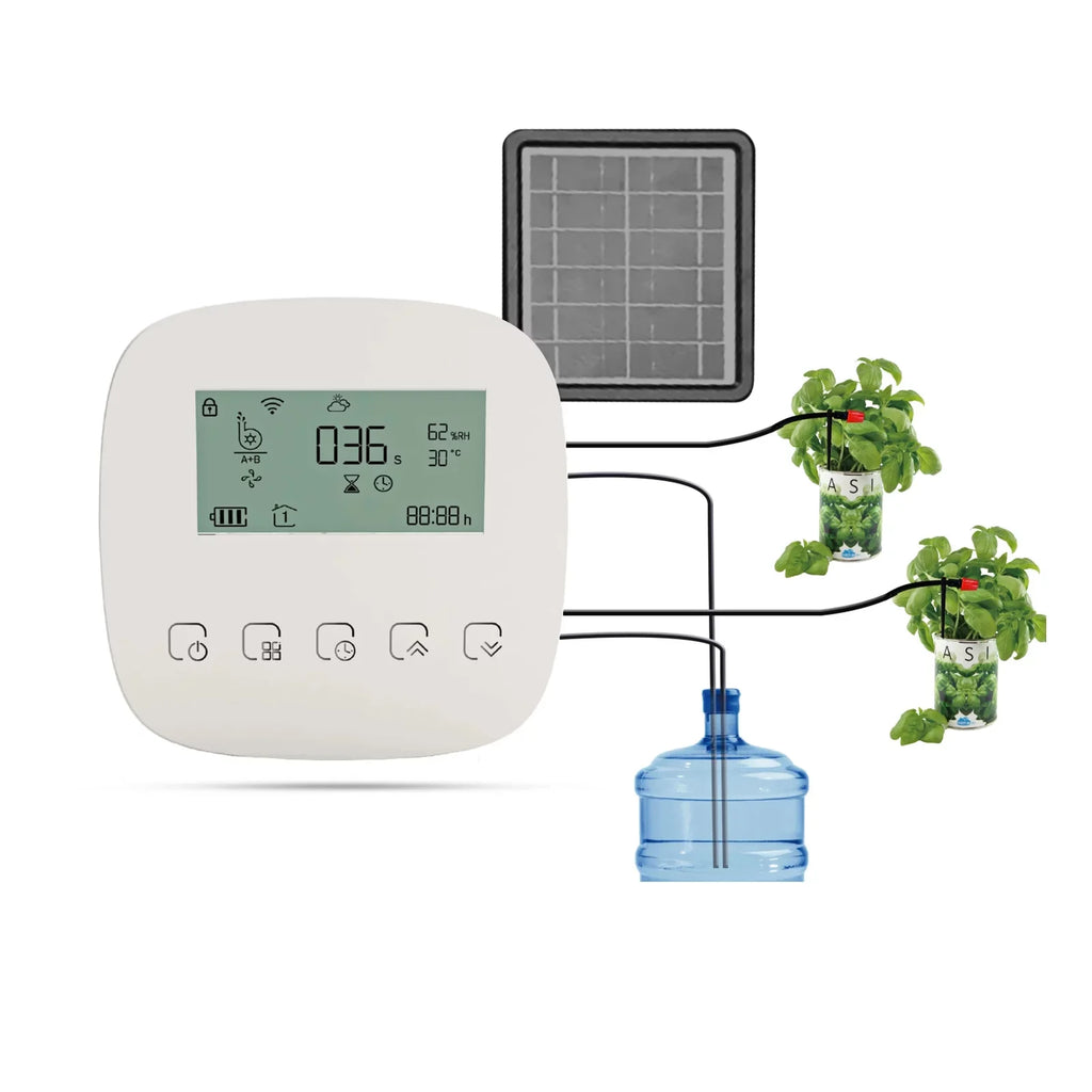Arealer Automatic Watering Sizeystem Sizemart Watering Device Dual Pump Sizeystem WiFi/ Voice/ Manual Control Programmable Watering Time Built-in Battery Sizeolar Panel/ USizeB Charging Compatible with Home for