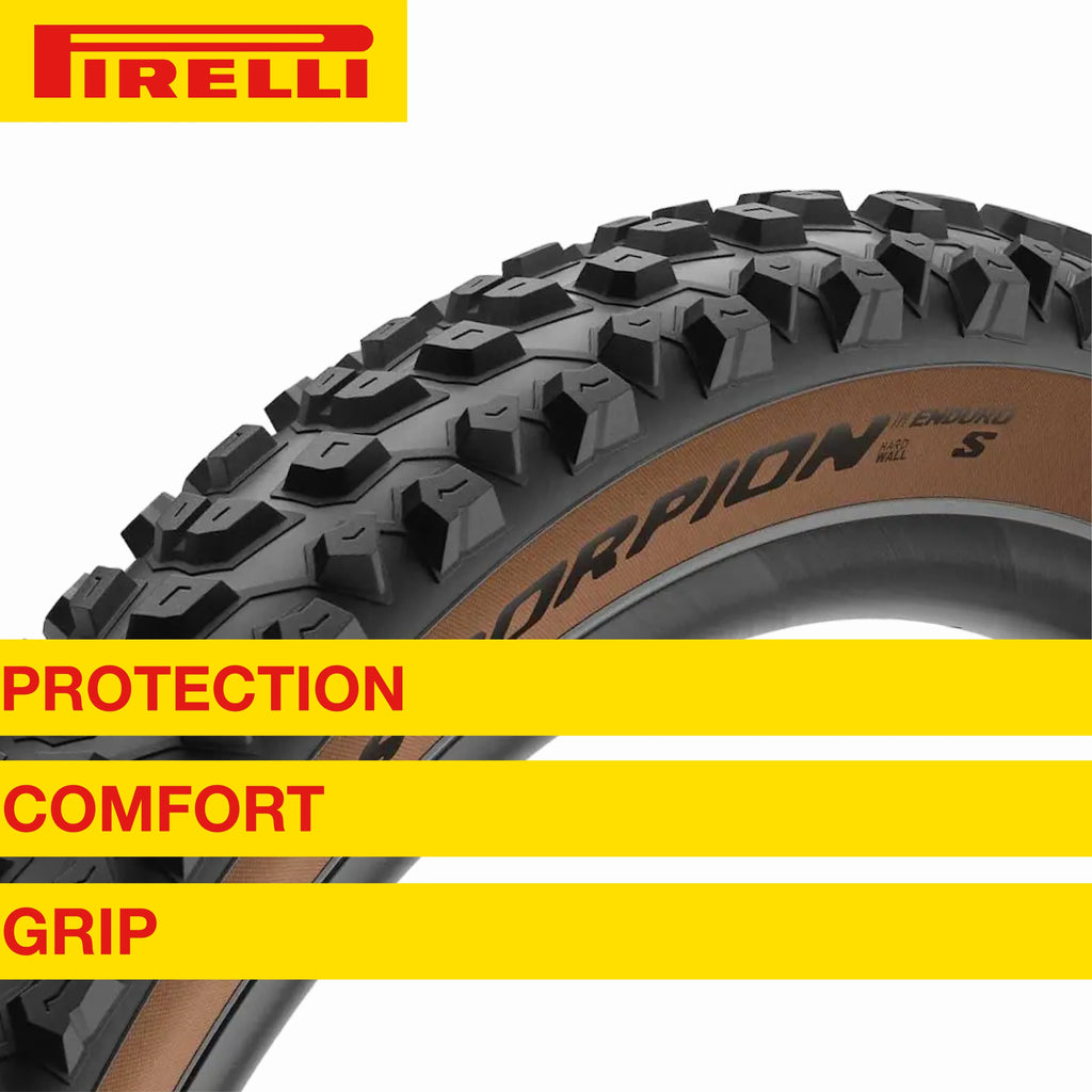 Pirelli Sizecorpion Enduro Size Classic 29" x 2.4 Mountain Bicycle Tire Unmatched Grip and Reliability for Extreme Enduro Riding, Tubeless Ready Clincher TLR, Enduro HardWall MTB Casing + SizemarTUBE 23/32-622