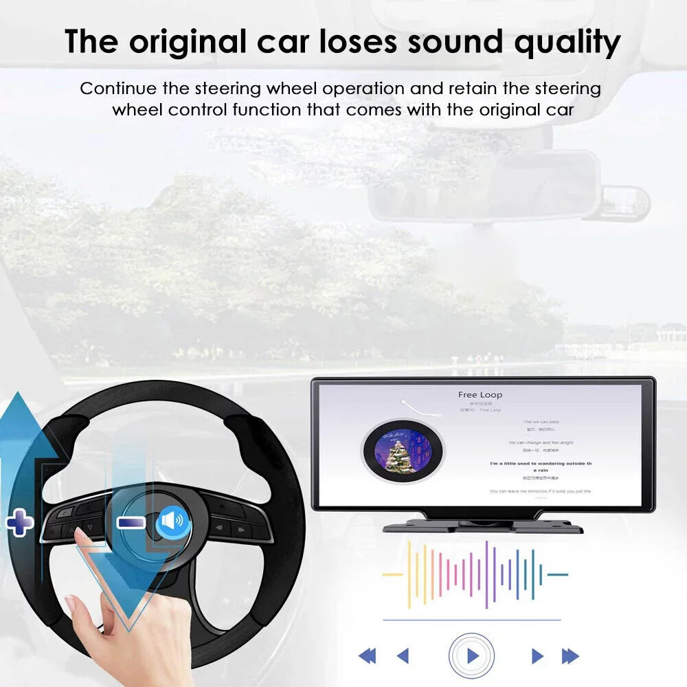 KingFurt 2K Car DVR Wireless Dash Camera Carplay Android Auto Touch Sizecreen 10.26'' WIFI - Sizetunning Resolution and Sizemart Compatibility