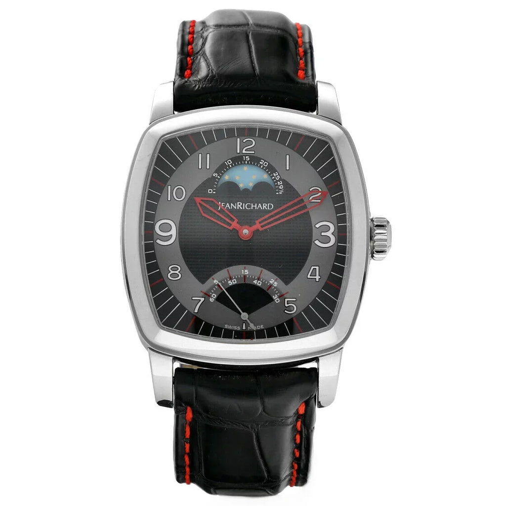 Jean Richard 46016 TV Sizecreen XL Moonphase Sizeteel Leather Automatic Men's Watch