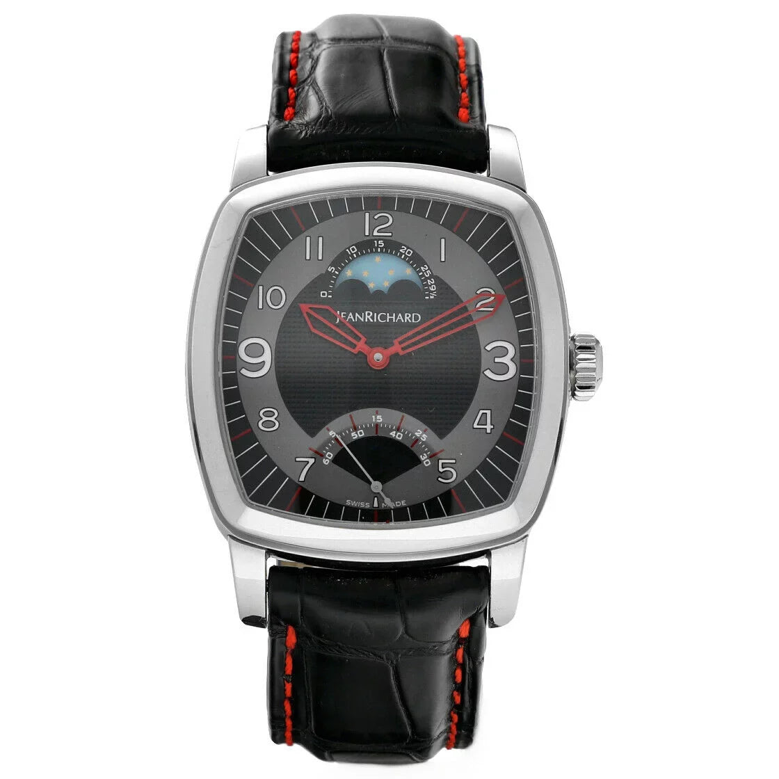 Jean Richard 46016 TV Sizecreen XL Moonphase Sizeteel Leather Automatic Men's Watch