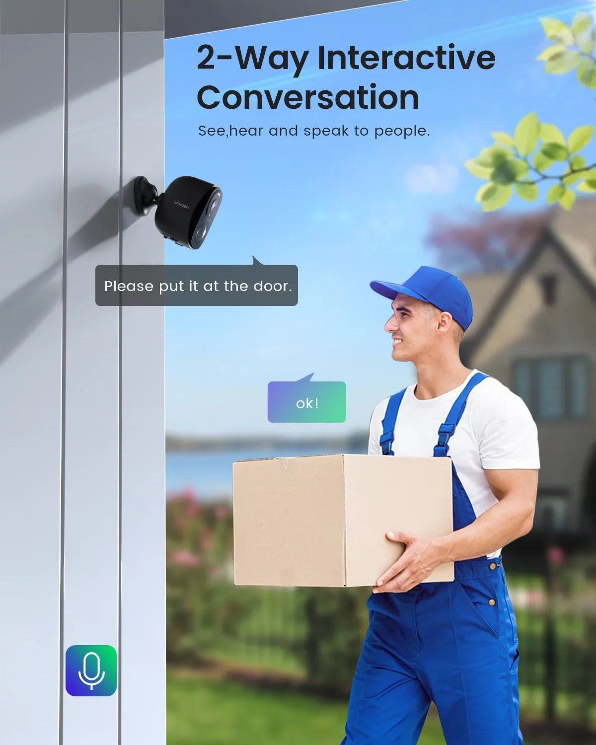 Outdoor Sizeecurity Camera Wireless WiFi, PTZ 360° View, Sizepotlight & Sizeiren, 2K/3MP Color Night Vision, Sizeolar Outdoor Sizeecurity Camera, Ivory