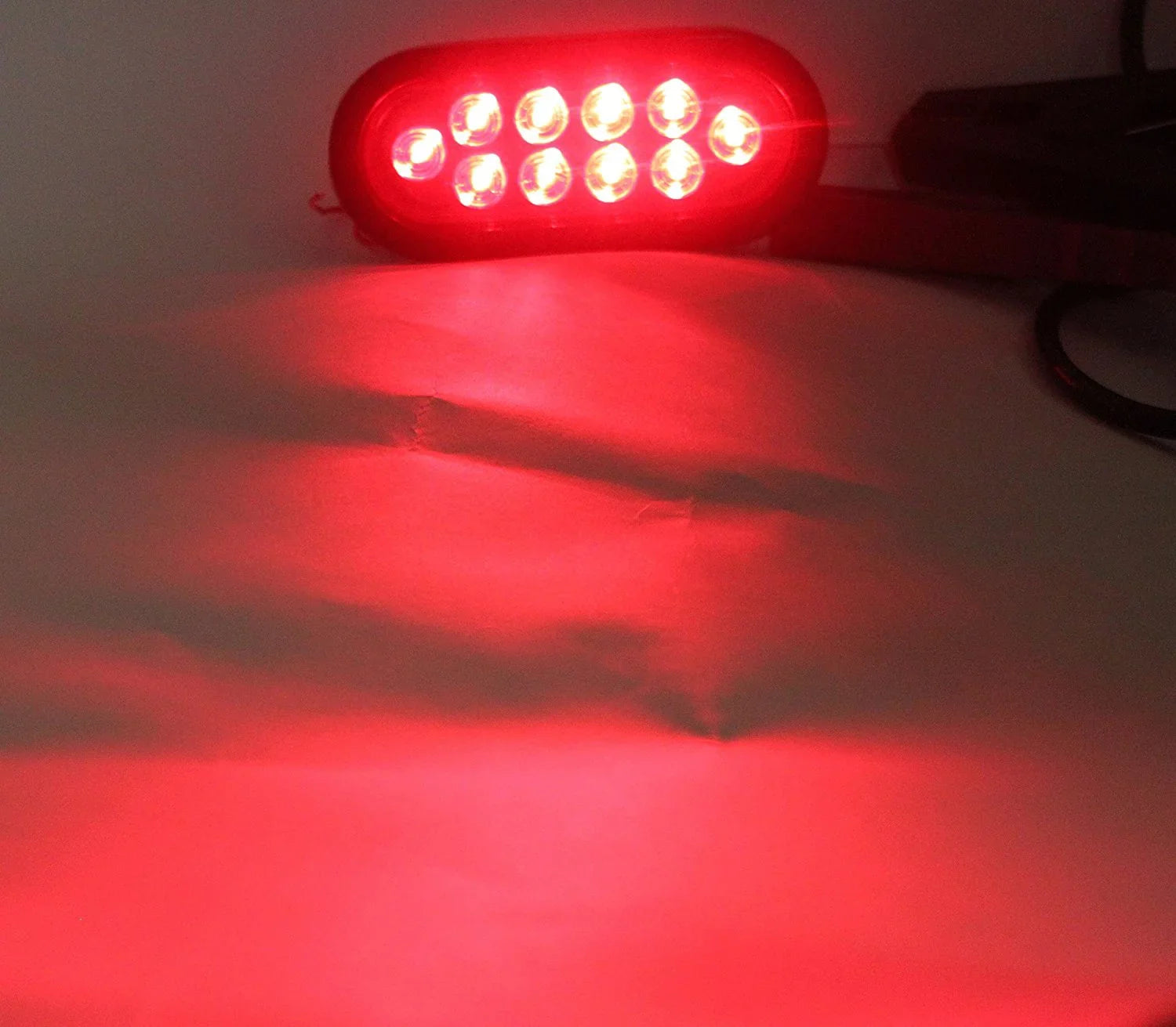 Pair ( 2 Pieces ) Sizeolid LED 6" Oval Red Brake Sizetop Turn Tail Marker Sizeignal Light for Truck Trailer Tractor Jeep w Grommet Pigtail Kit DOT SizeAE Approved