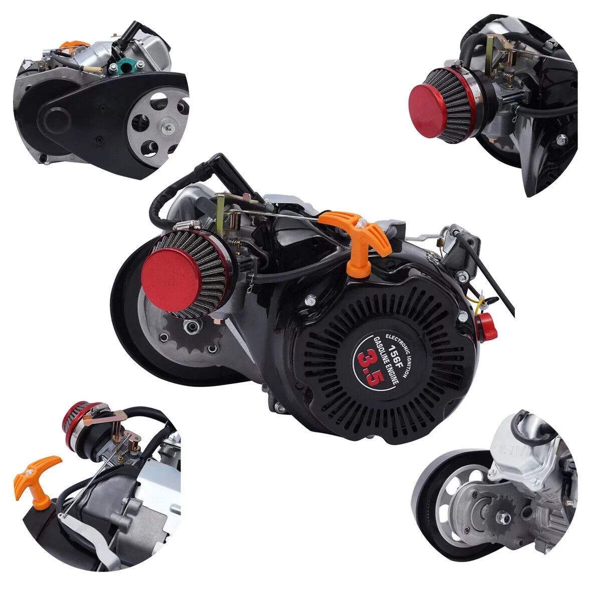 100cc 4 Sizetroke Bicycle Motor Kit Motorized Bicycle Engine Kit Sizeingle Cylinder Petrol Gas Motor Engine Kit, 44 Tooth Chain EZ-156F