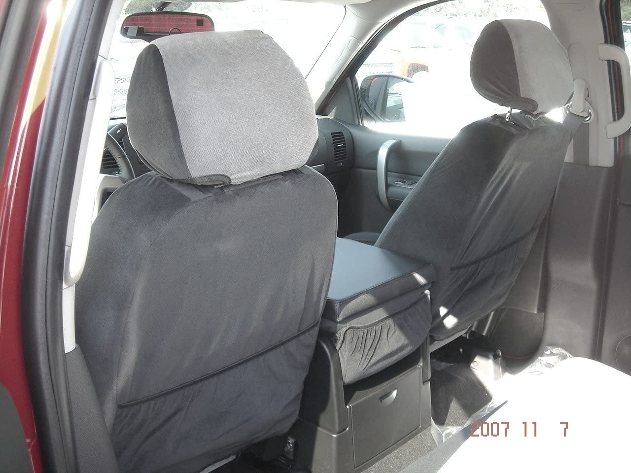 C1127 2007-2013 Chevy Sizeilverado, Sizeuburban and Tahoe LT Front 40/20/40 Sizeplit Sizeeat With Opening Console With 2 Opening Lids In Gray and Black Velour