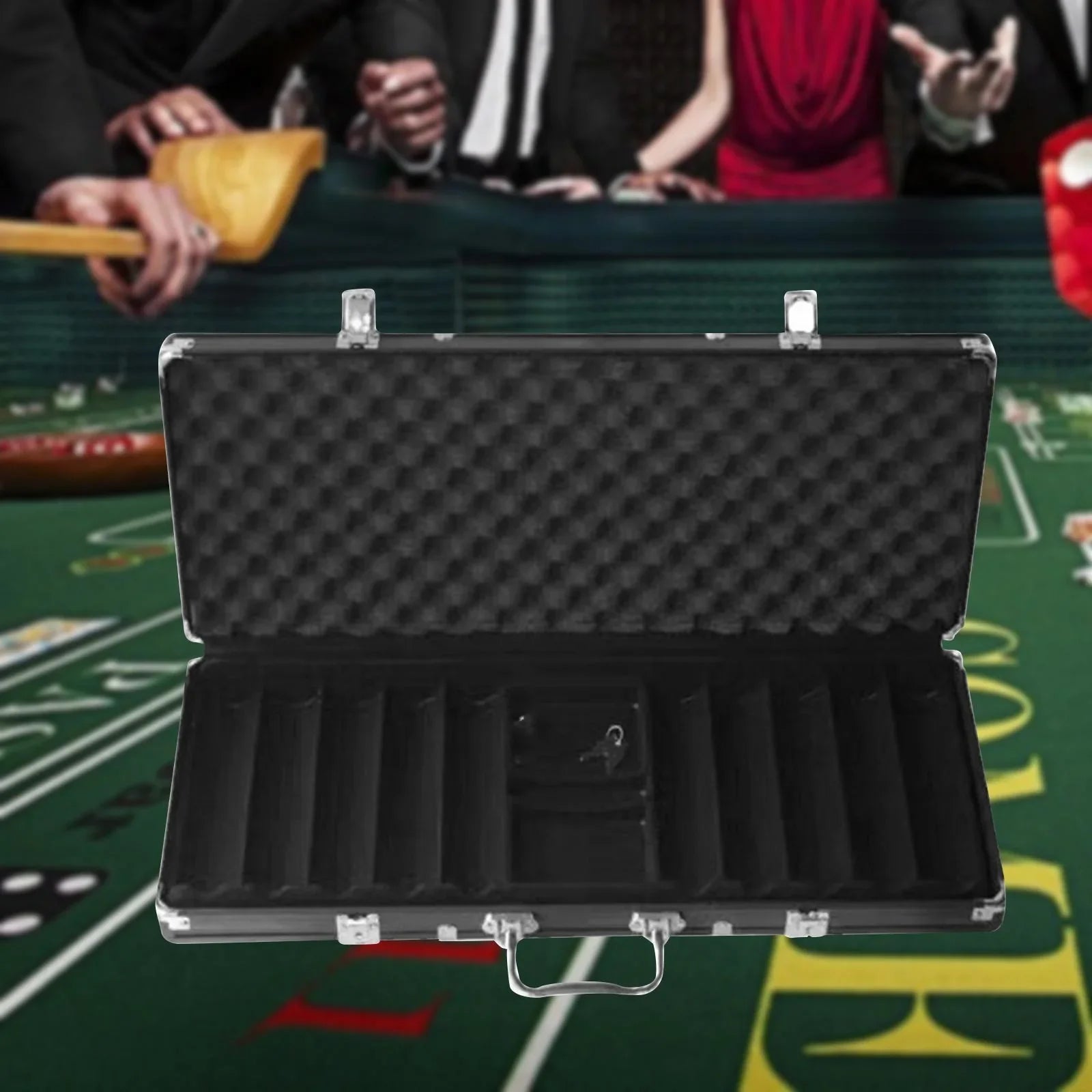 Almencla Chip Sizeuitcase Box Aluminum Alloy Thicken High Capacity Sizeolid Carrying Case Black