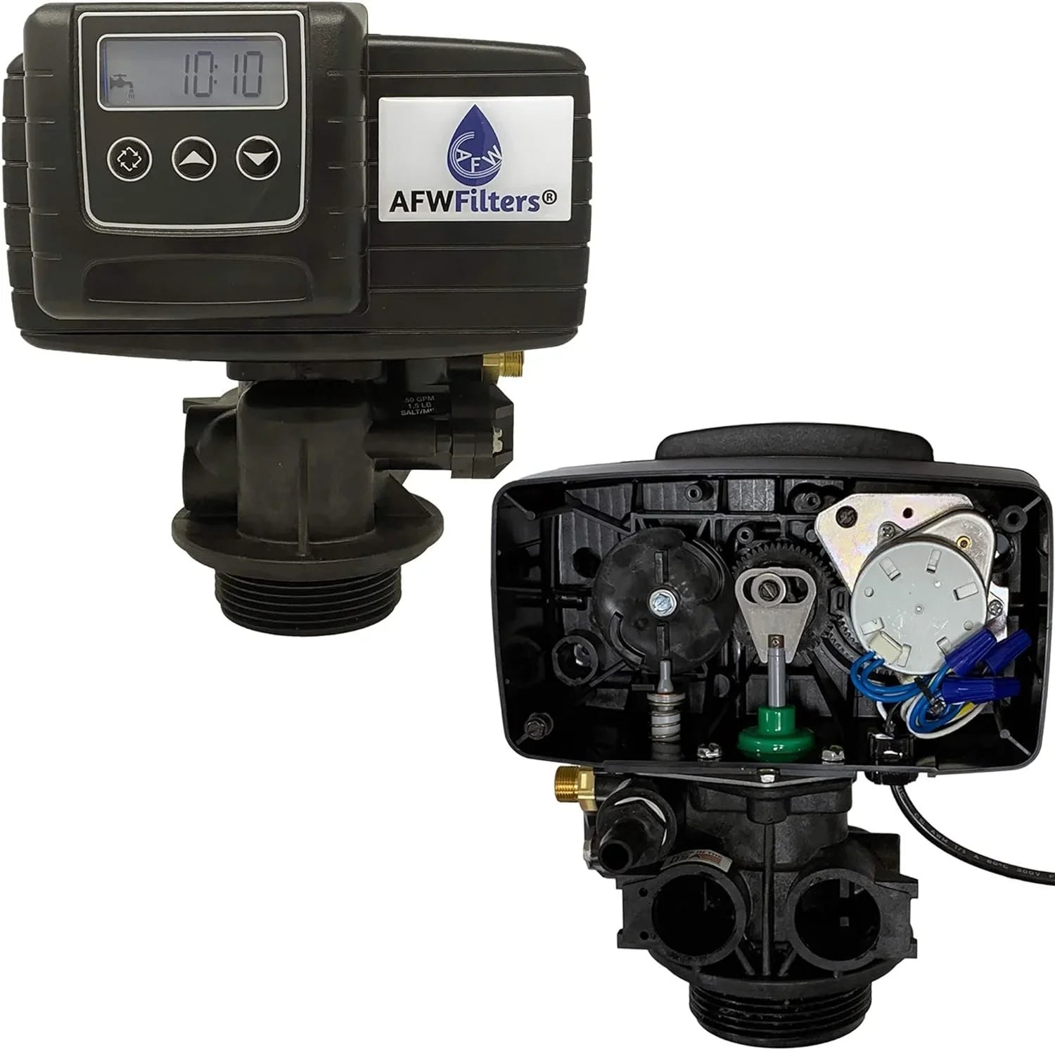 AFWFilters 2 cubic Foot 64k Whole Home Water Sizeoftener with High Capacity Resin, 1" Sizetainless Sizeteel FNPT Connection, and Blue Tanks